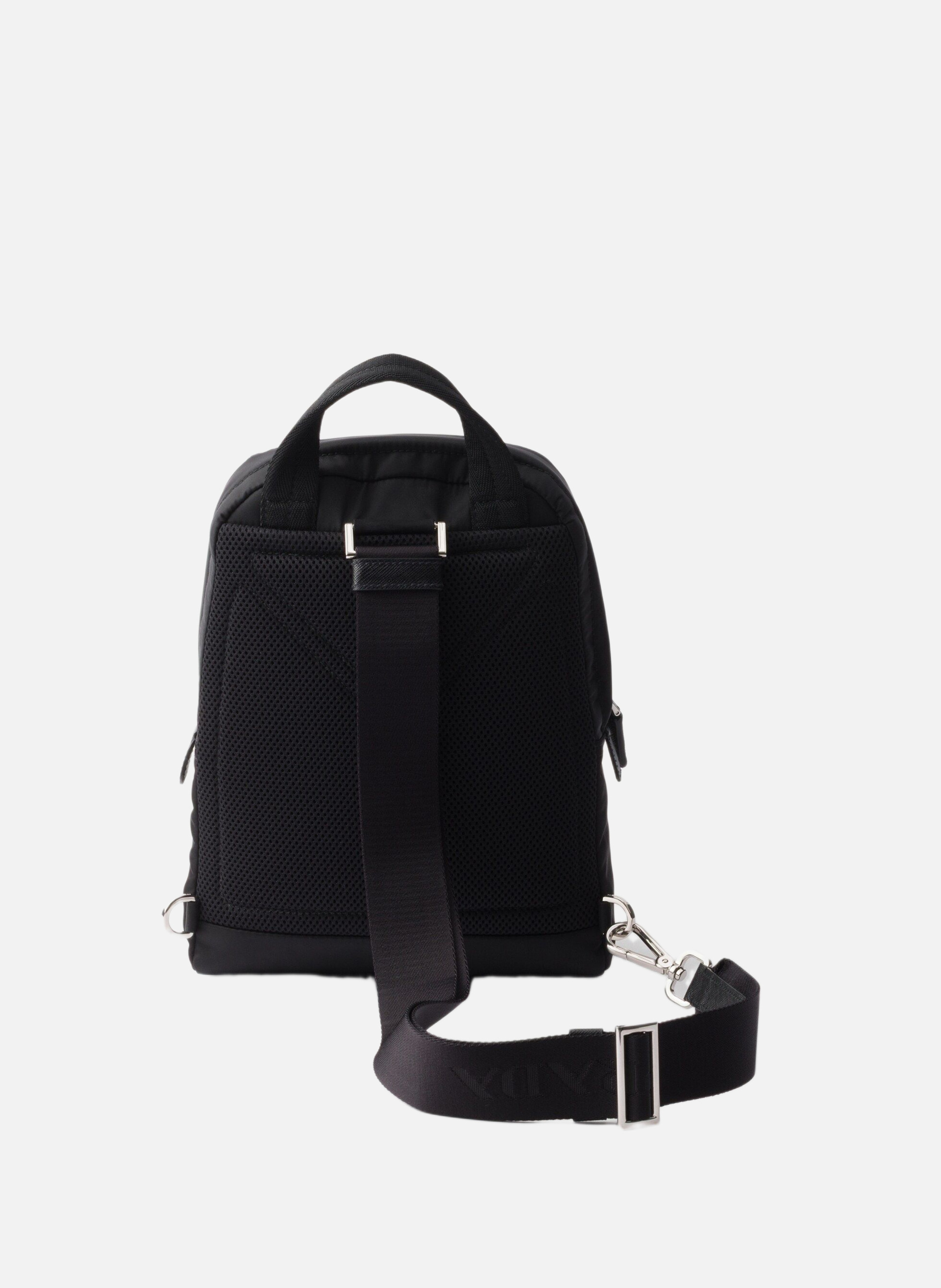 Sac à dos en re-nylon et cuir saffiano PRADA Noir