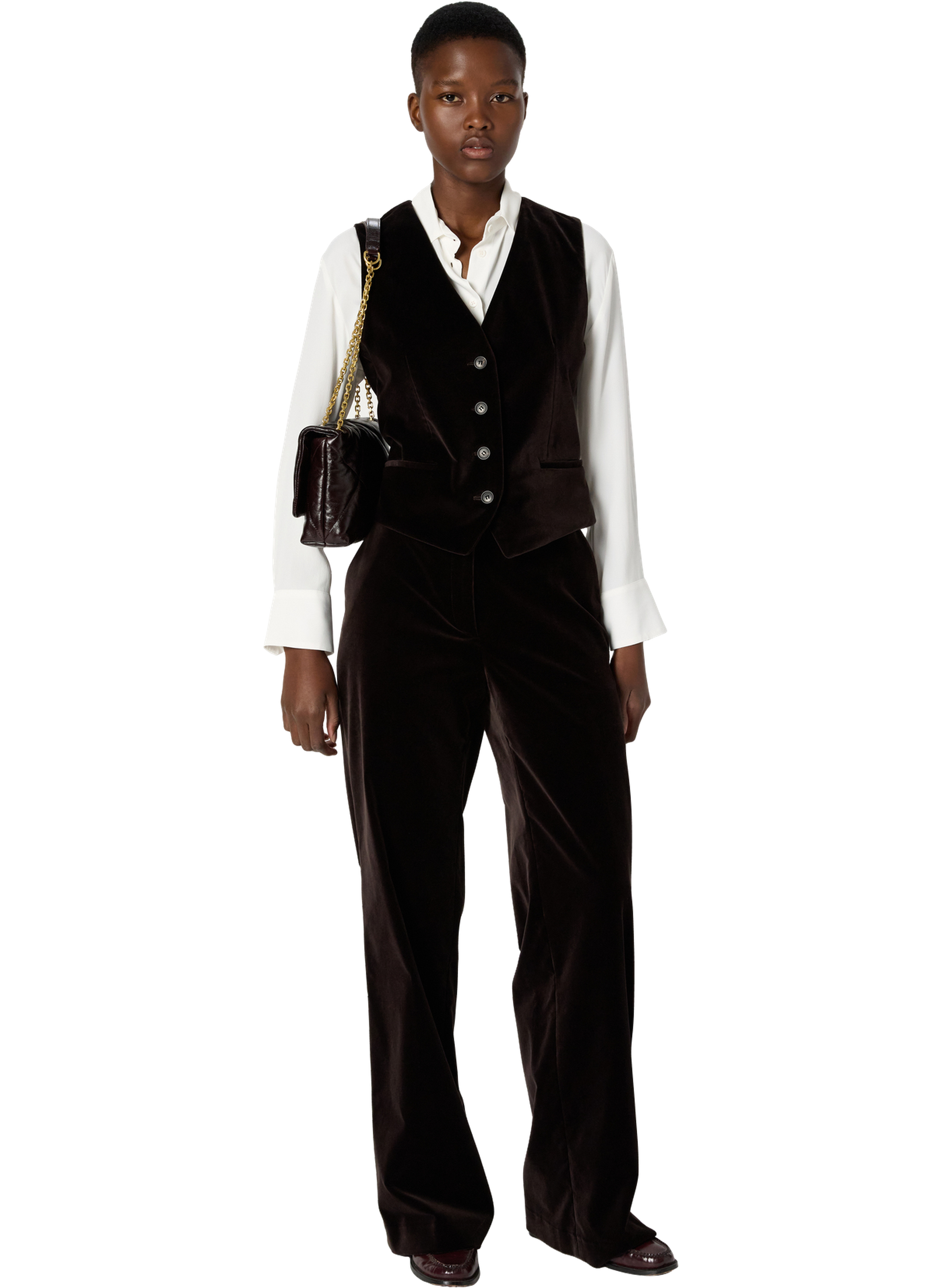 Gilet de tailleur en velours ras - nais GERARD DAREL Marron