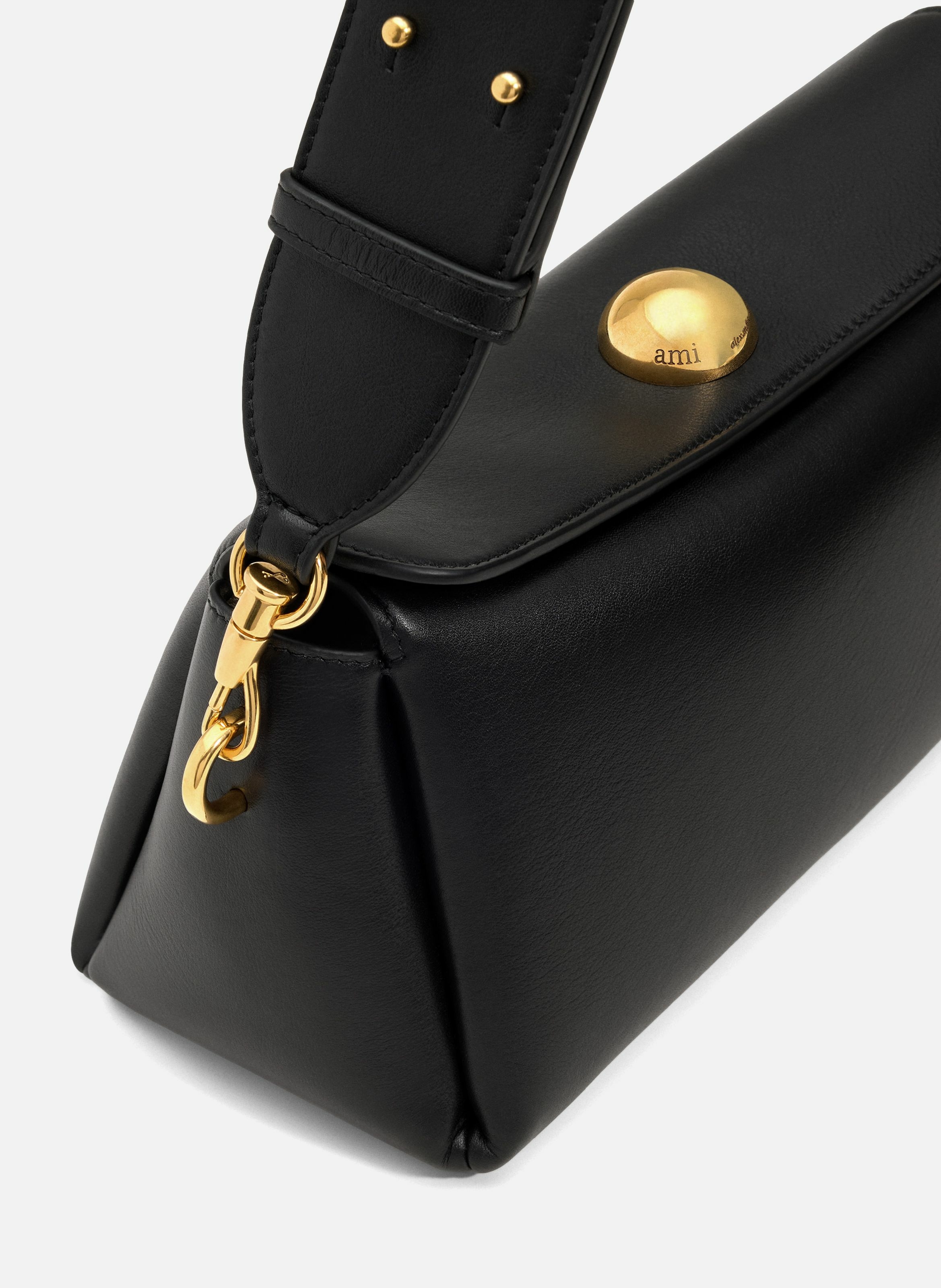 Sac carrousel unisexe en cuir de veau AMI PARIS Noir