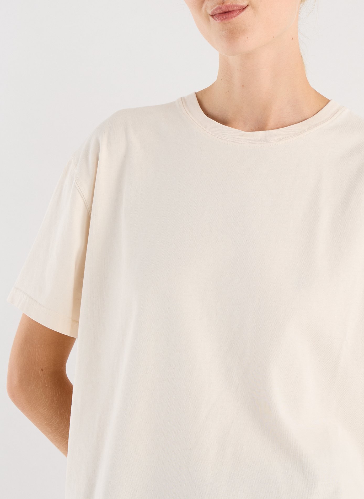 T-shirt Vintage col rond en coton SAISON 1865 Beige