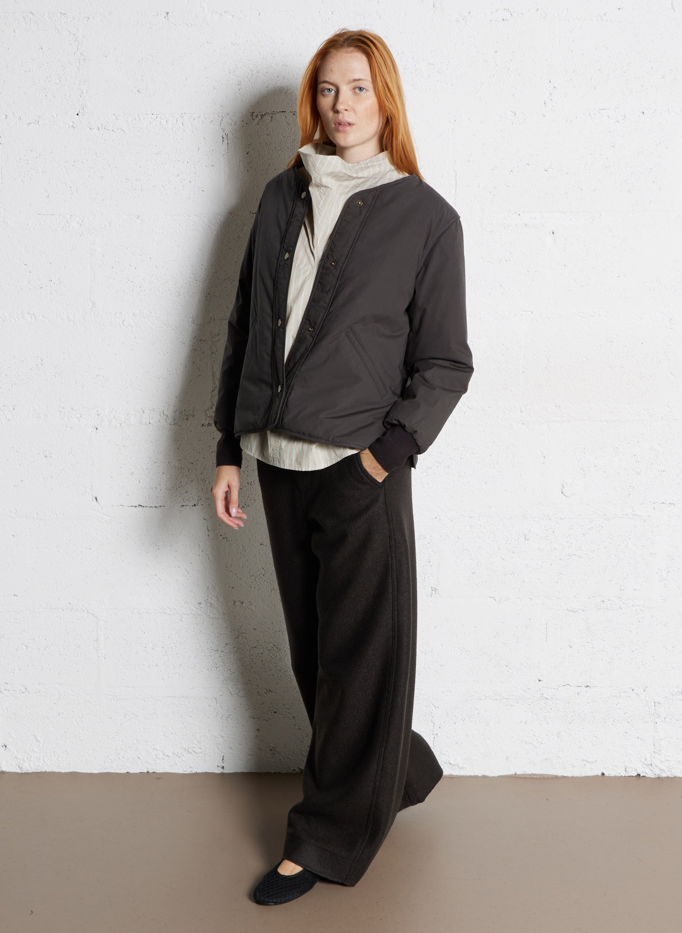 Pantalon large uni en laine Gibson SOEUR Vert