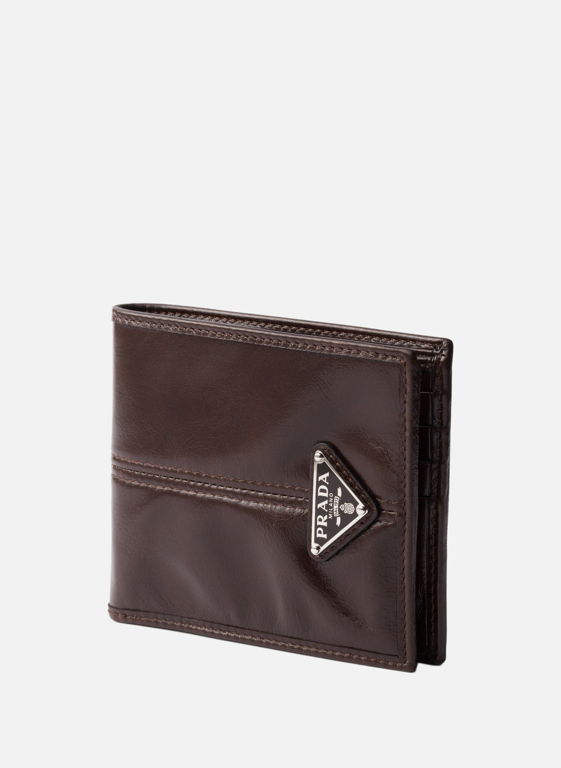 Portefeuille en cuir PRADA Marron