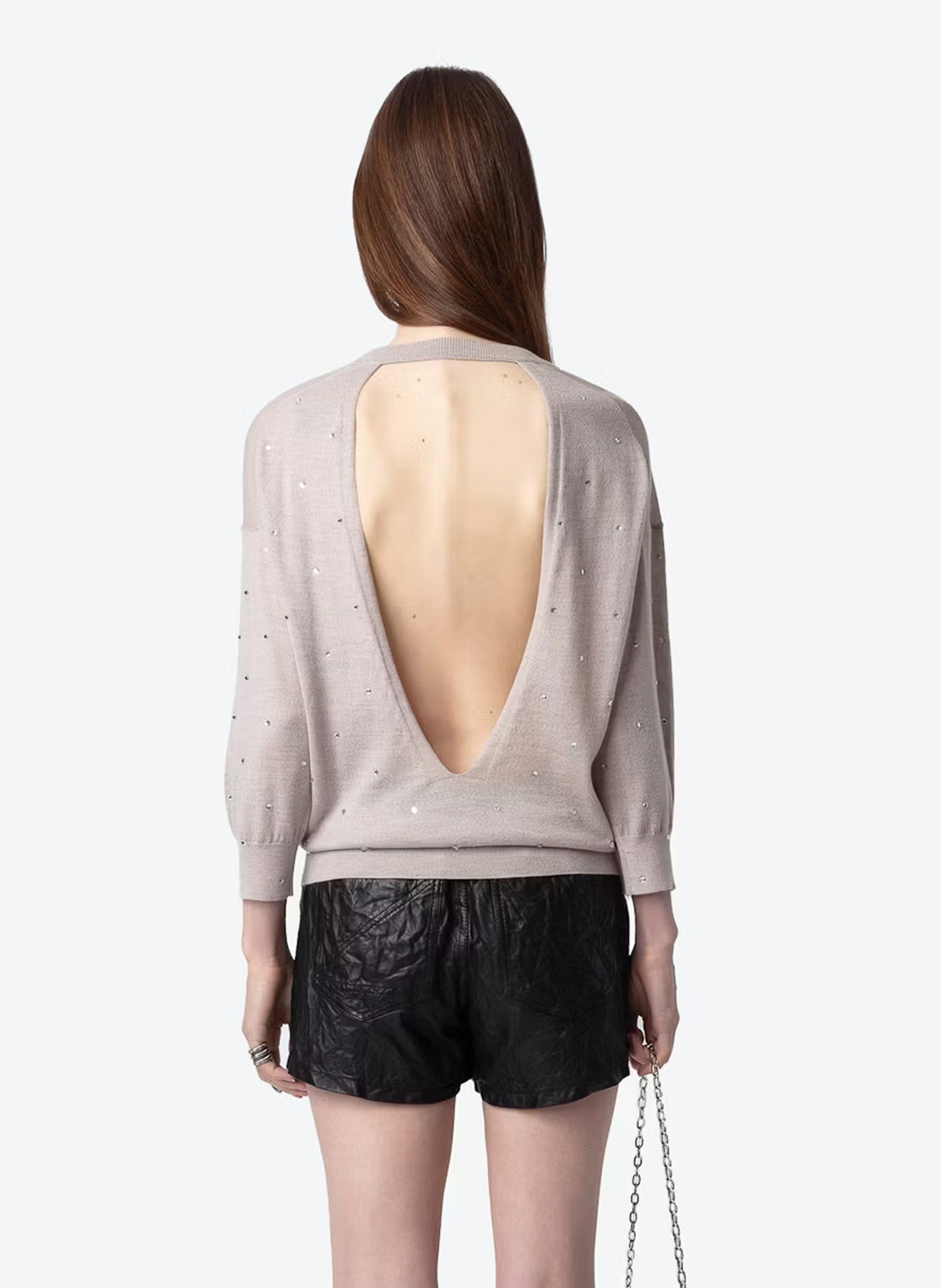 Pull droit col rond en laine mérinos kansy ZADIG&VOLTAIRE Beige
