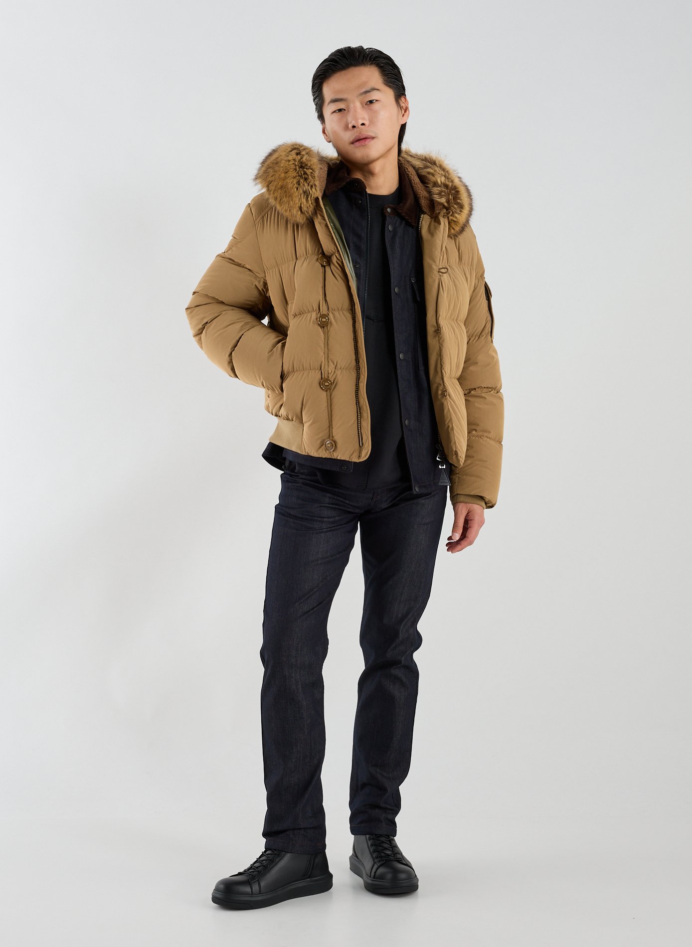 Hooded down jacket MONCLER Beige