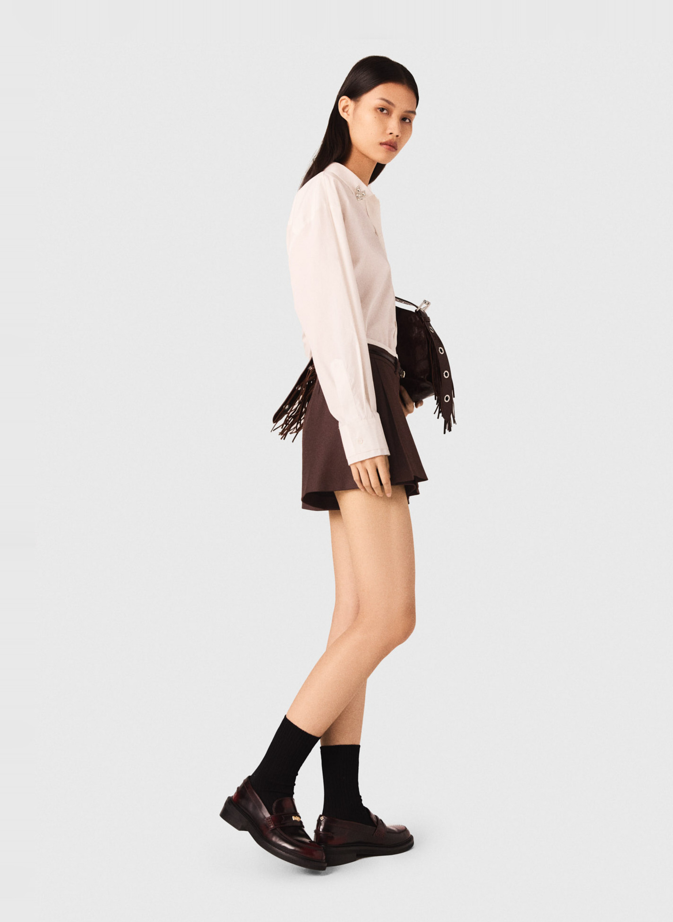 Jupe courte MAJE Marron