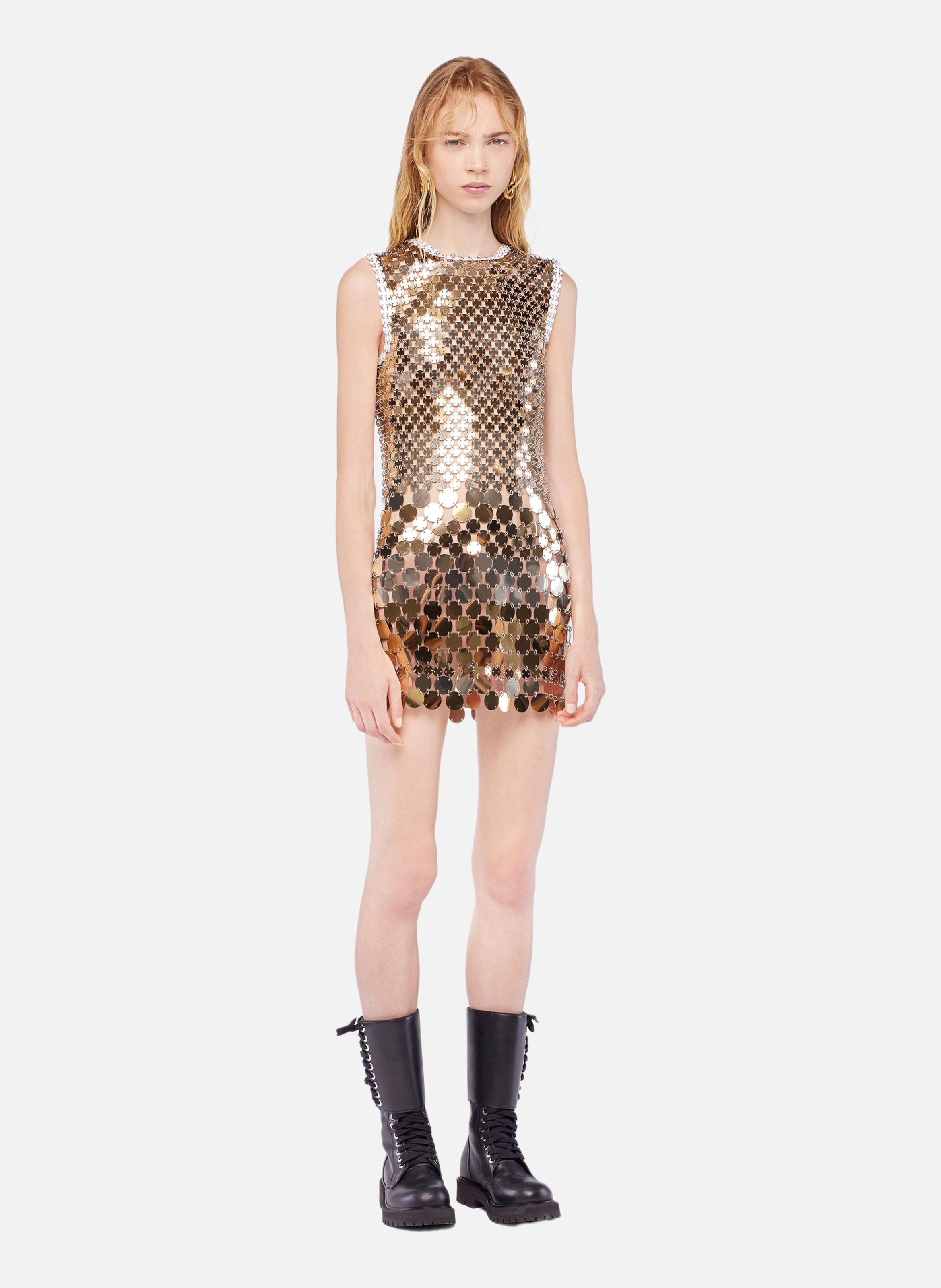 Robe en assemblage RABANNE Doré