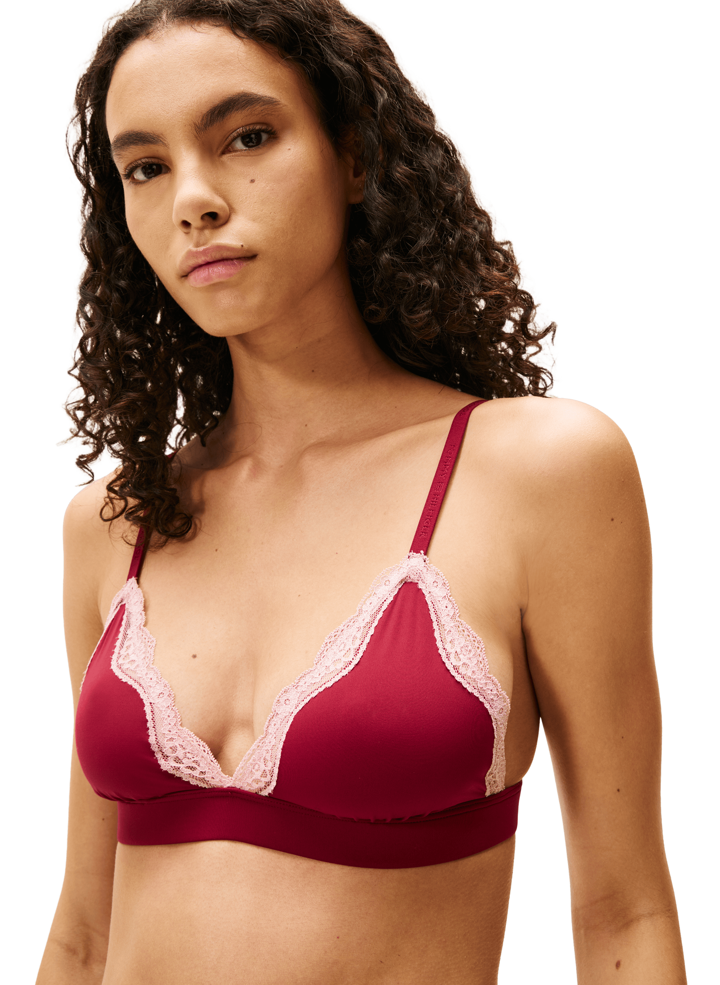 Bralette triangle à dentelle TOMMY HILFIGER Rouge