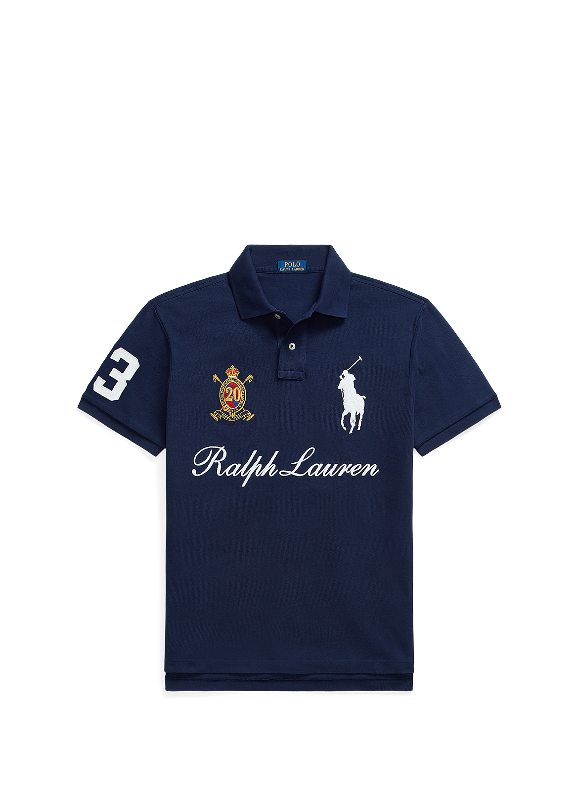Polo slim manches courtes à écussons POLO RALPH LAUREN Bleu