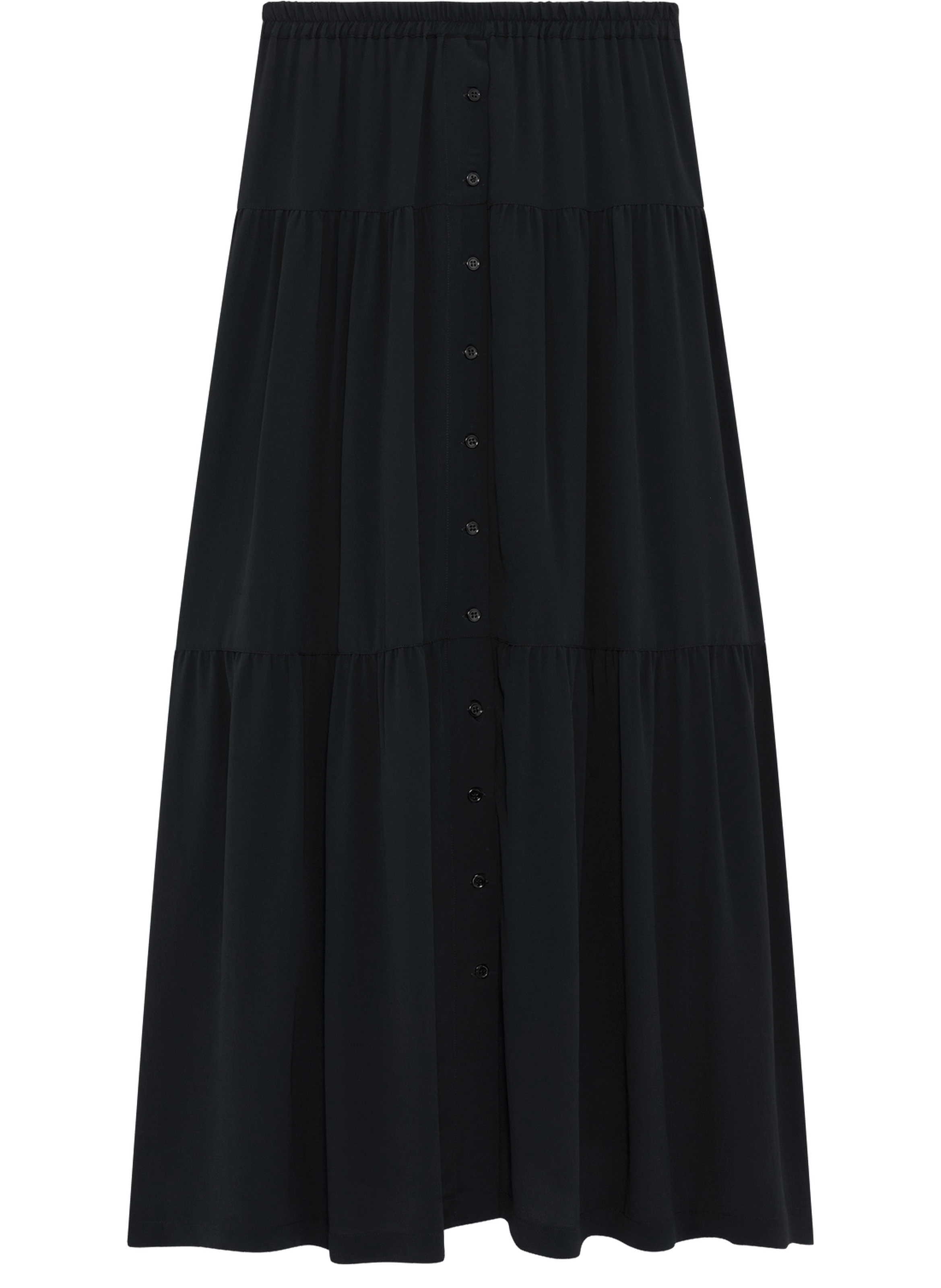 Jupe longue boutonnée à volants - naela PABLO Noir
