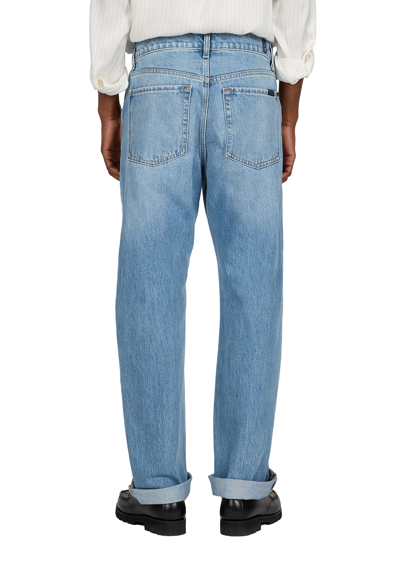 Jean droit en coton 7 FOR ALL MANKIND Bleu