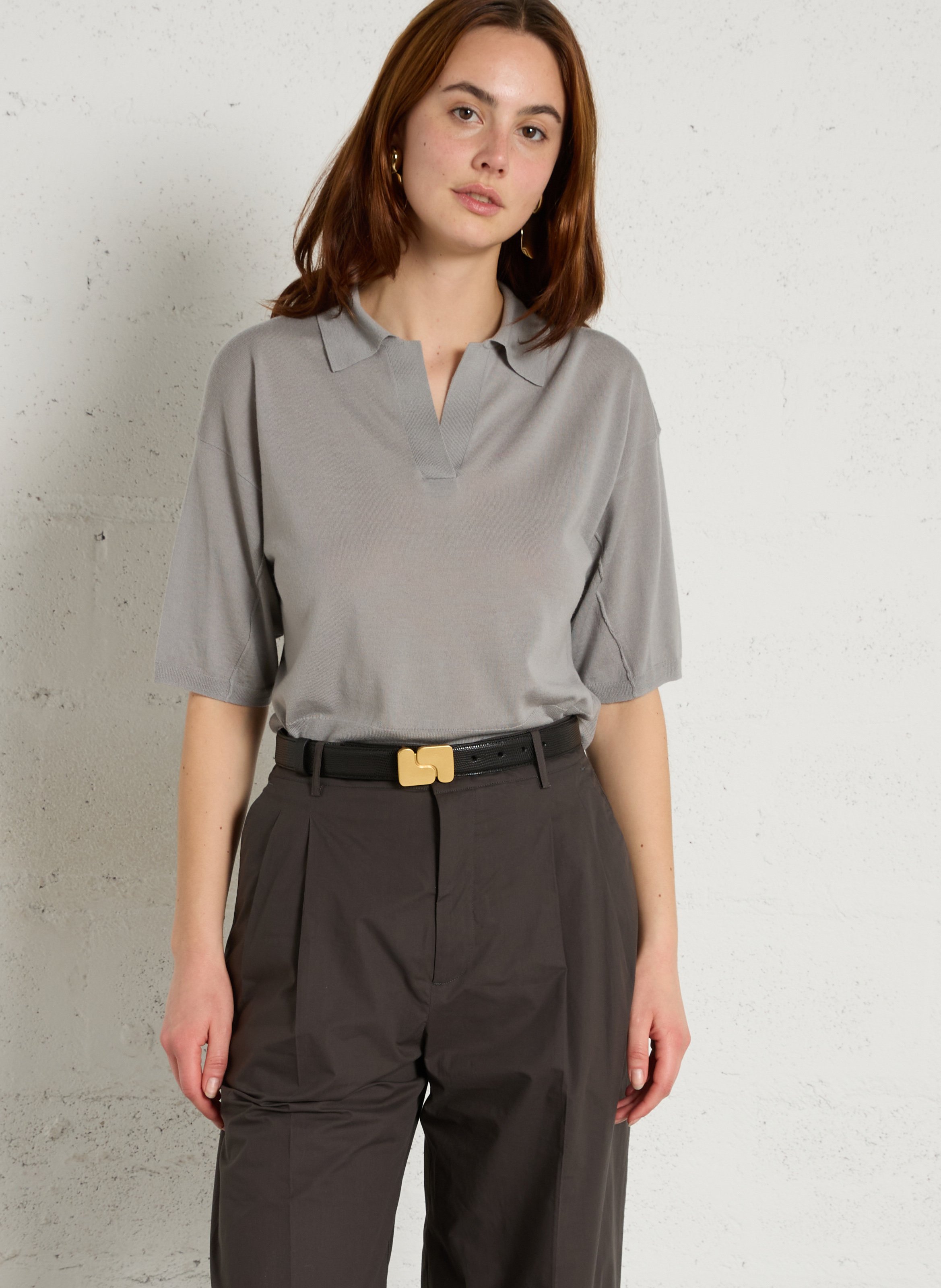 Pull col polo en laine Elton SOEUR Vert