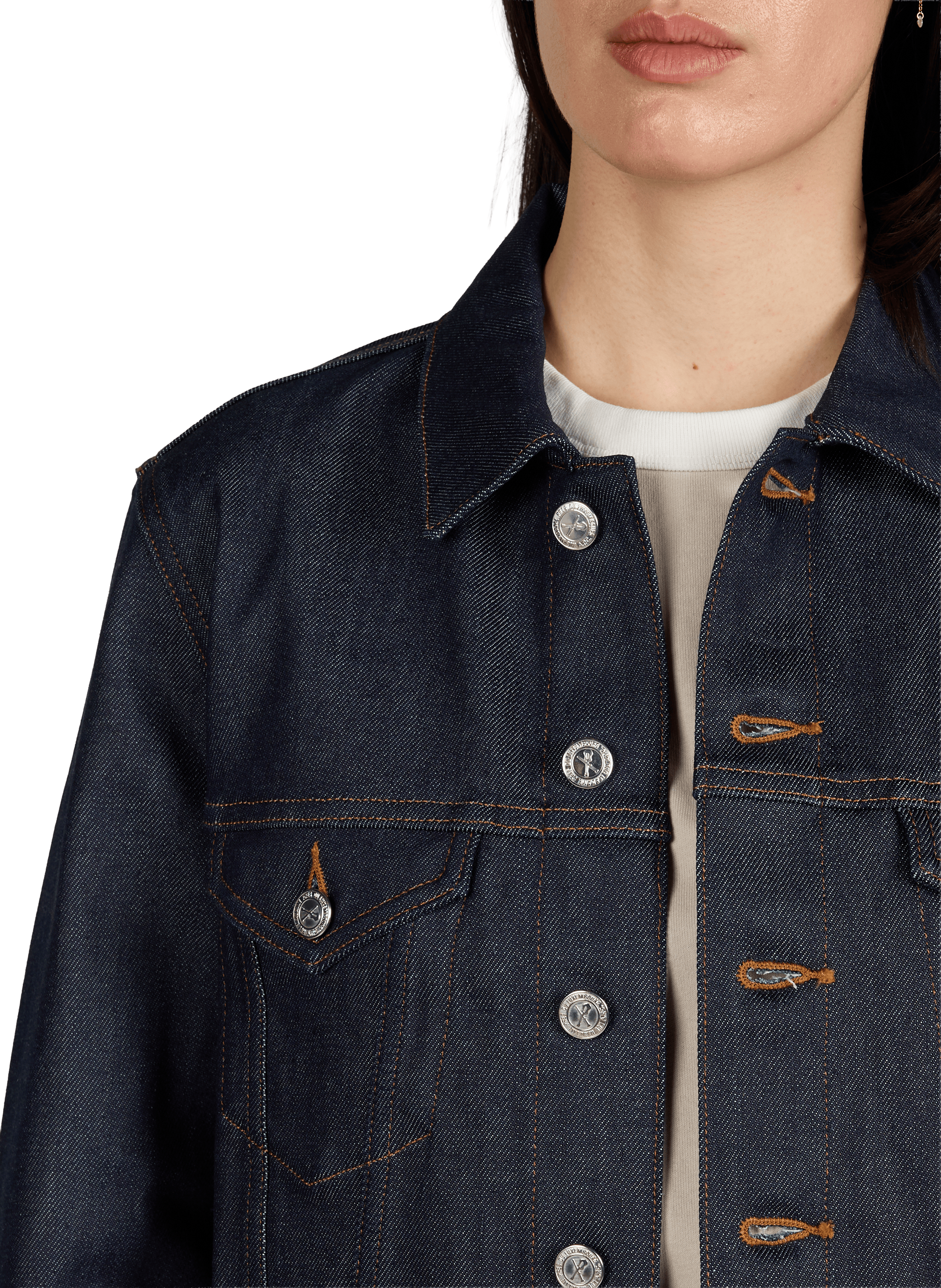 Cropped denim jacket in blended cotton A.P.C. Blue
