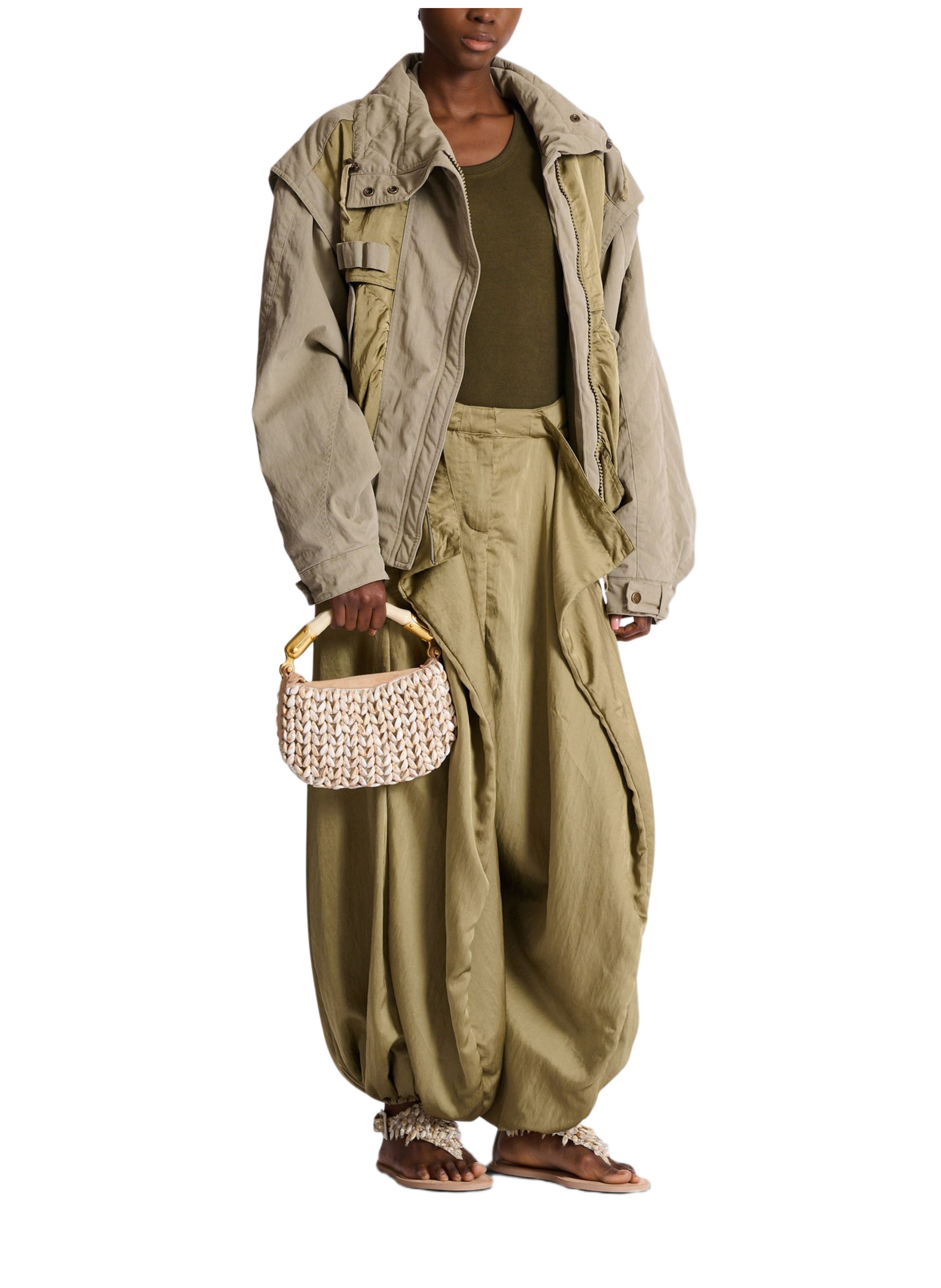 Sac ebene mini en cuir suédé et coquillages BALMAIN Beige