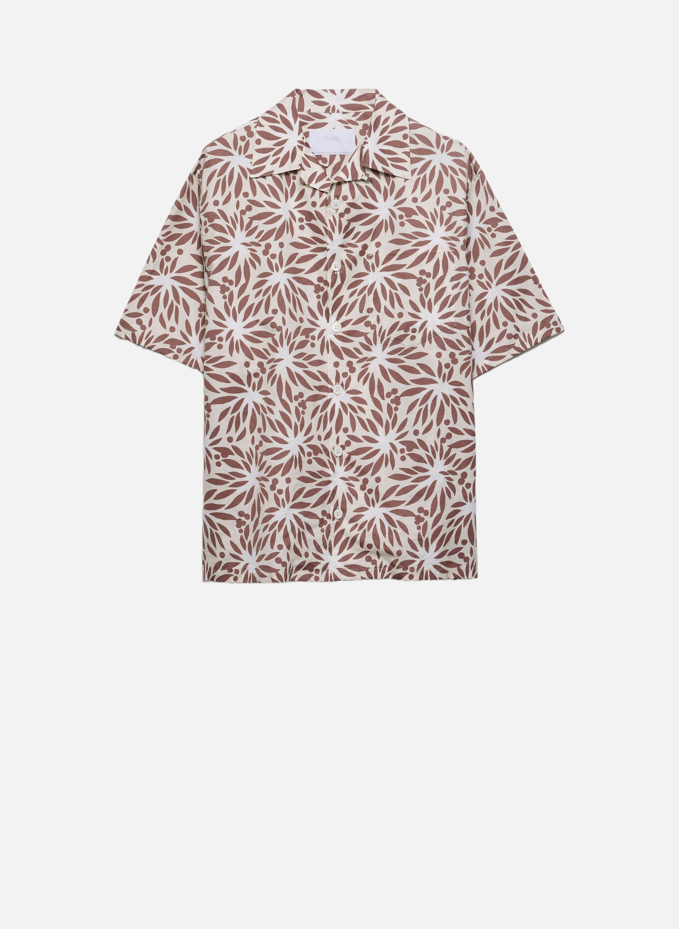 Chemise bowling en coton imprimé PRADA Beige