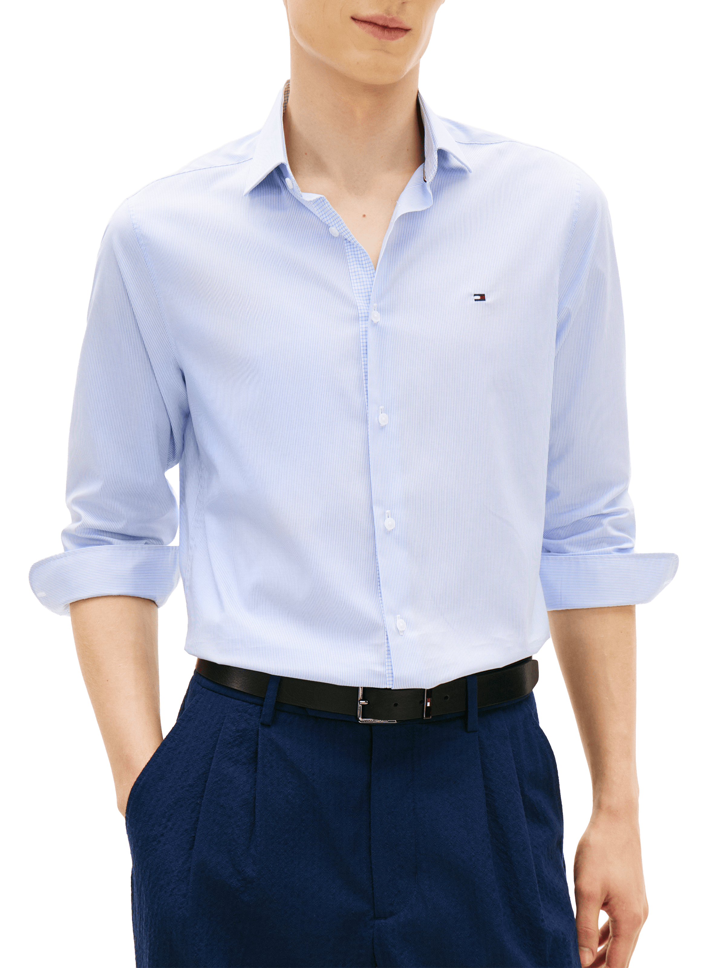 Straight cotton blend Shirt TOMMY HILFIGER Blue