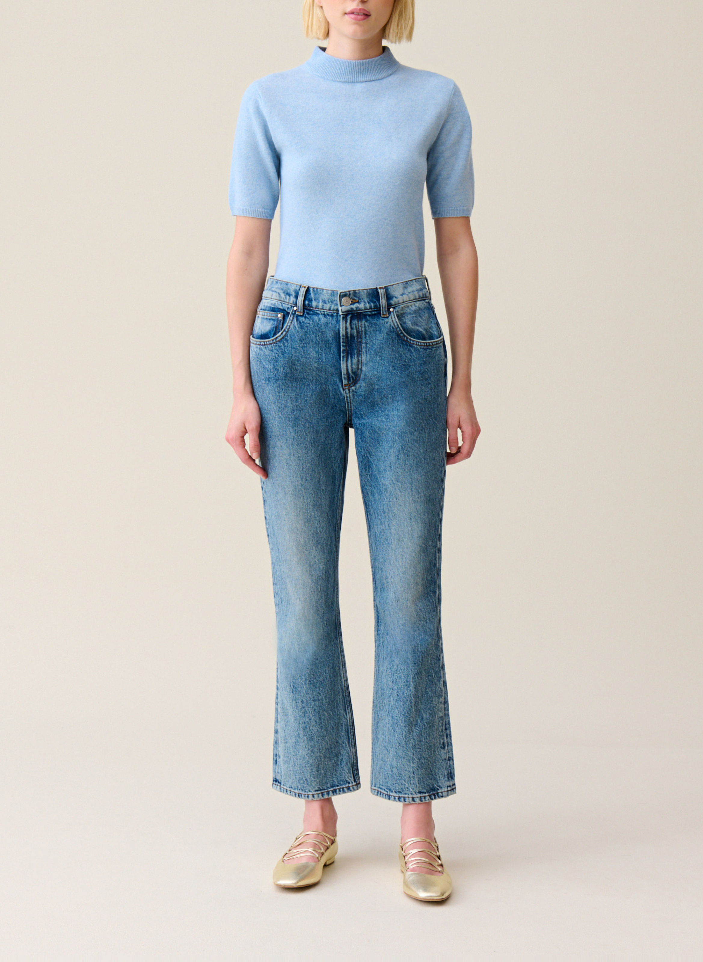 Jean flare en coton mélangé CLAUDIE PIERLOT Bleu