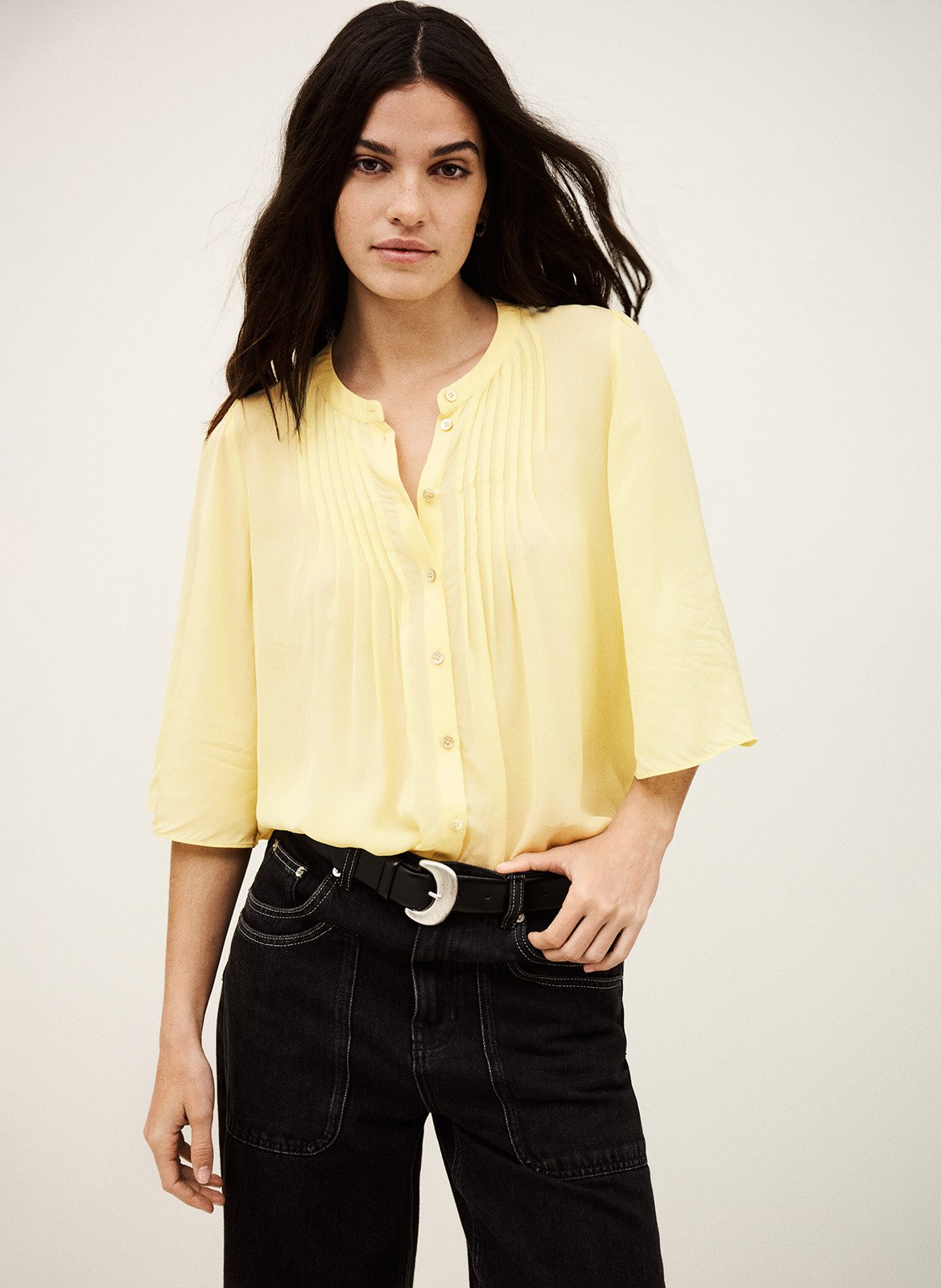 Chemisier ample plissé uni barna BA&SH Beige