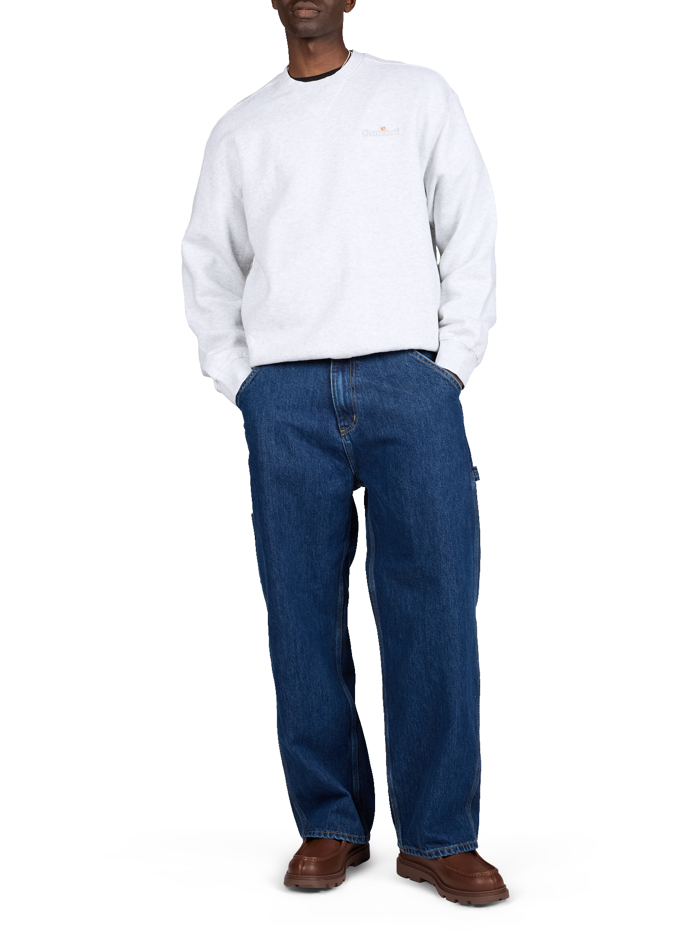 Oversized round neck cotton sweatshirt CARHARTT WIP Grey