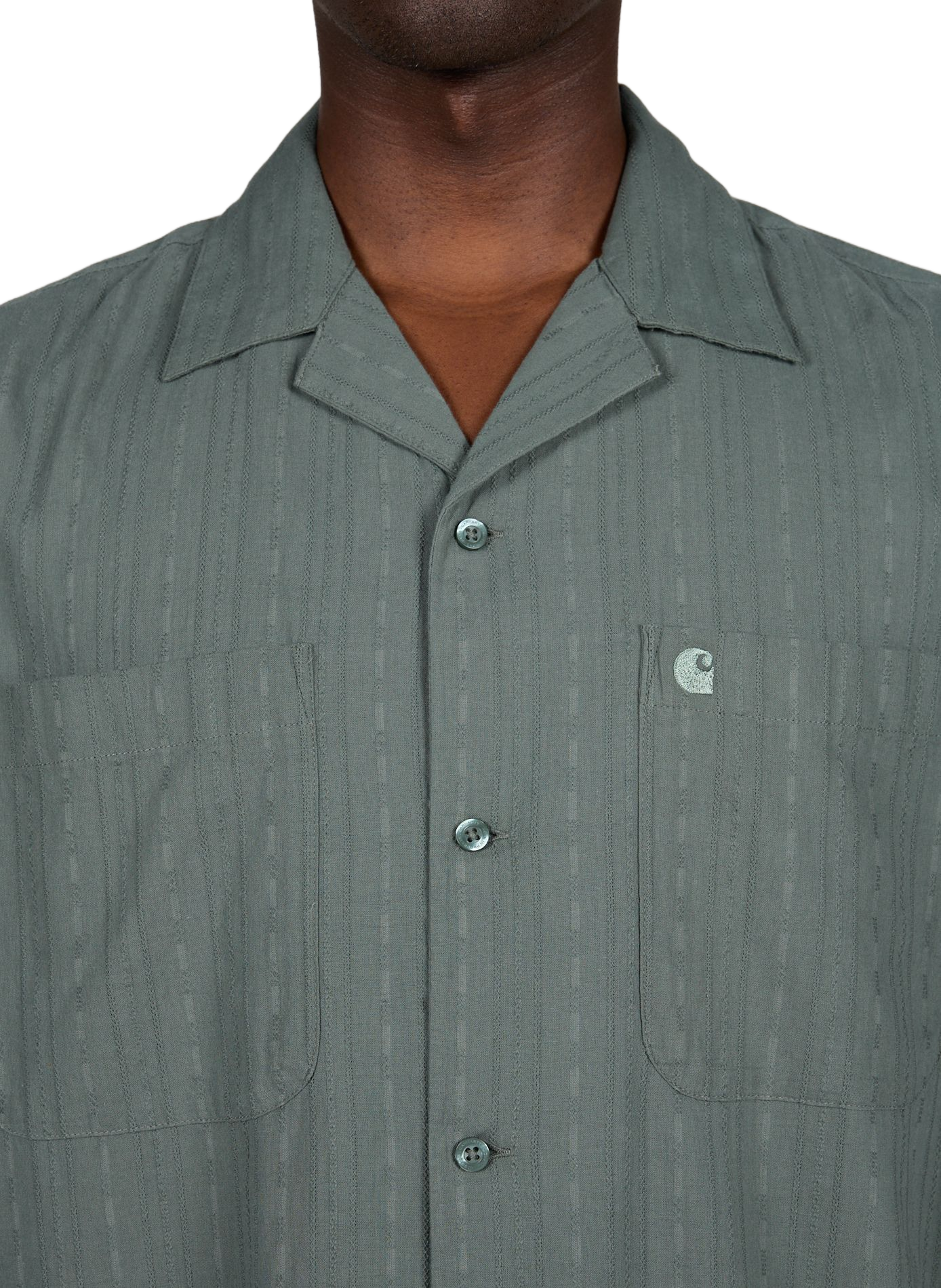 Chemise col cubain à manches courtes en coton CARHARTT WIP Vert