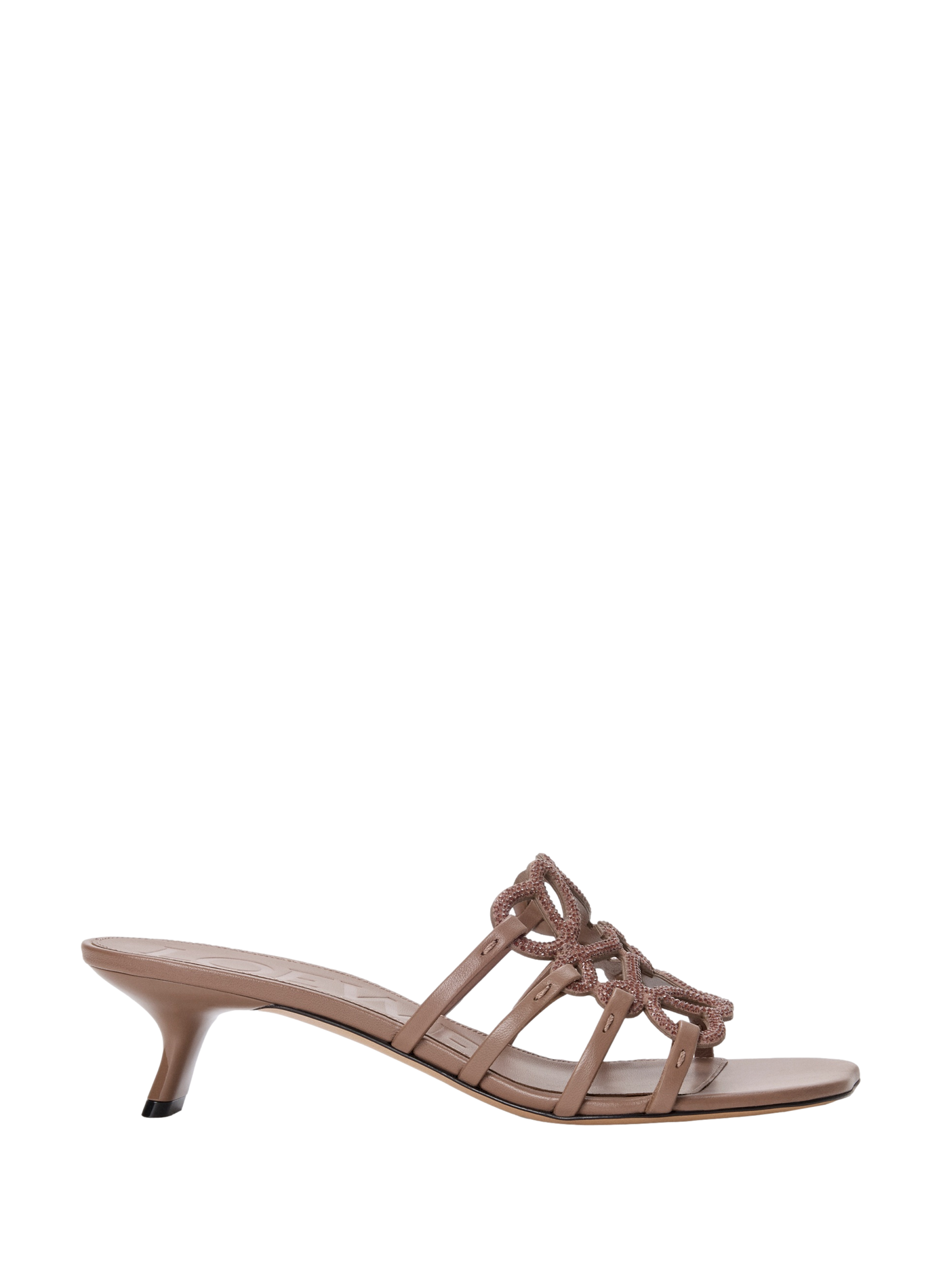 Petal Anagram velvet leather mules with rhinestones LOEWE Beige