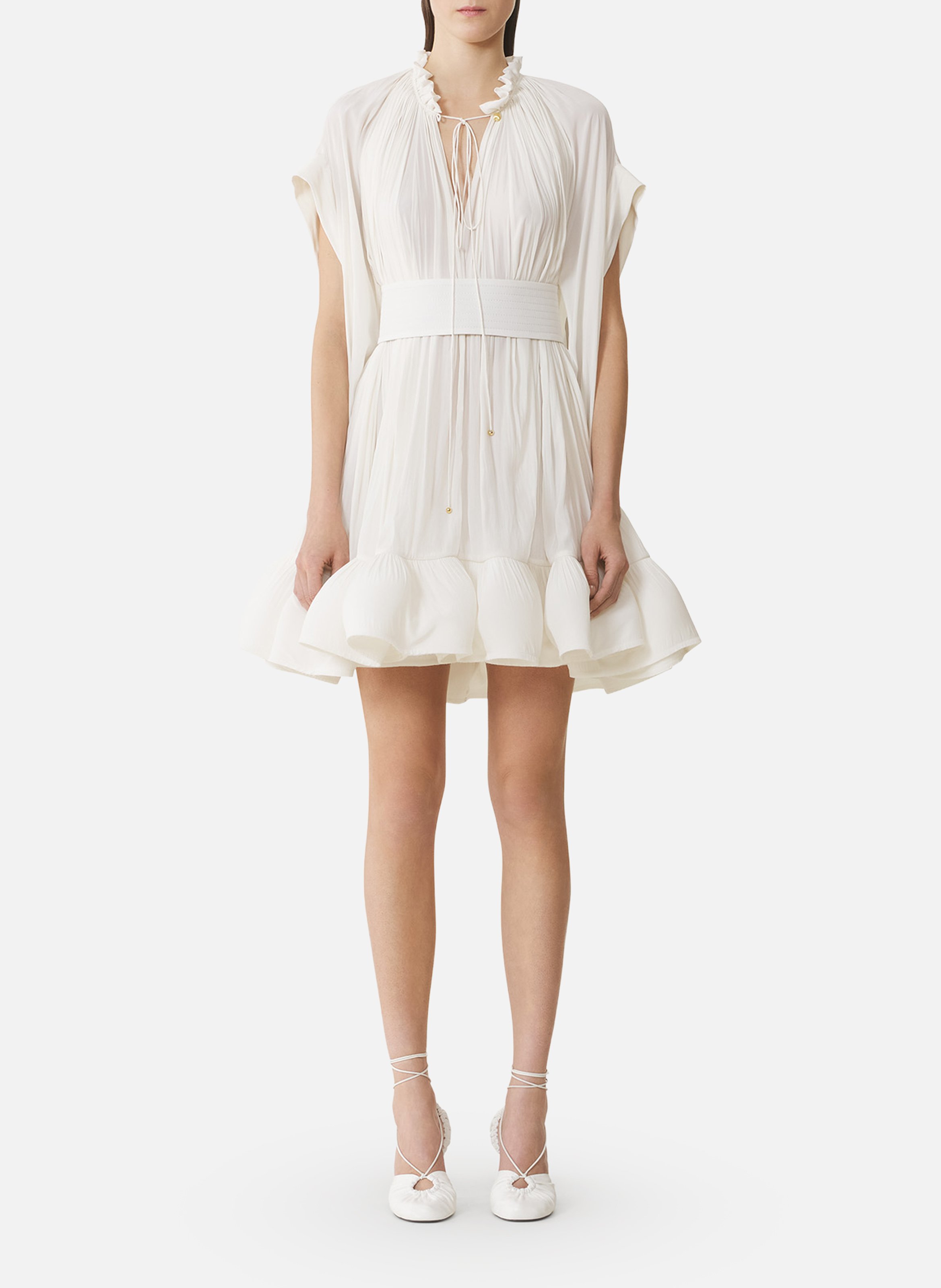 Robe courte en charmeuse LANVIN Blanc