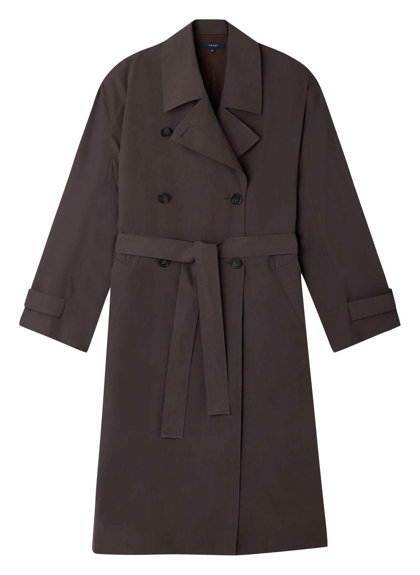 Manteau mi-long ceinturé uni helio SOEUR Gris