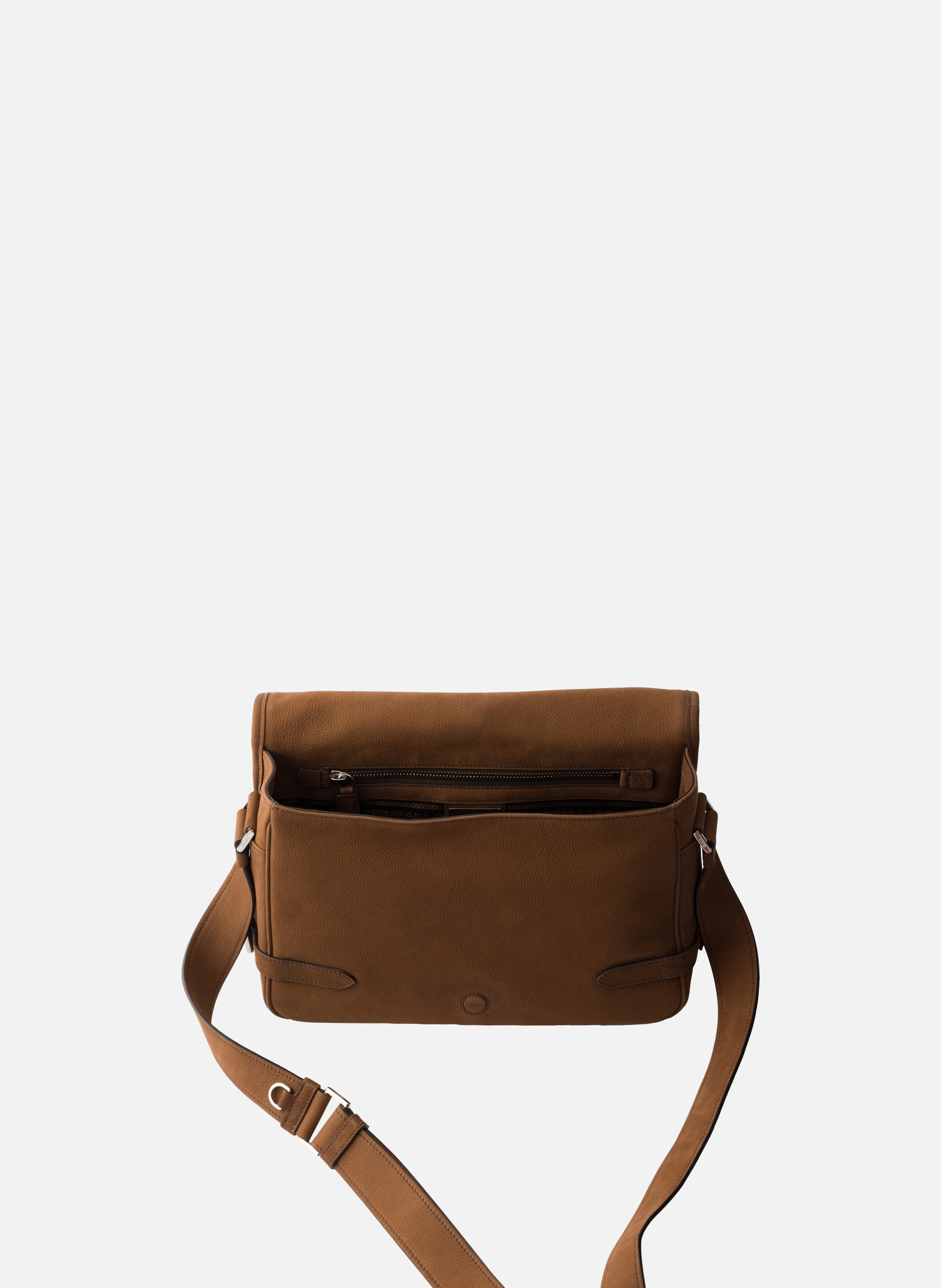 Sac à bandoulière en cuir nubuck PRADA Marron