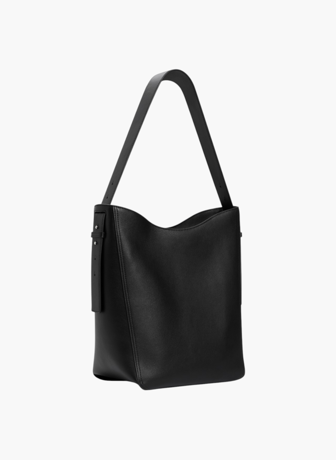 Sac hobo moyen modèle céleste en cuir lisse LE TANNEUR Noir