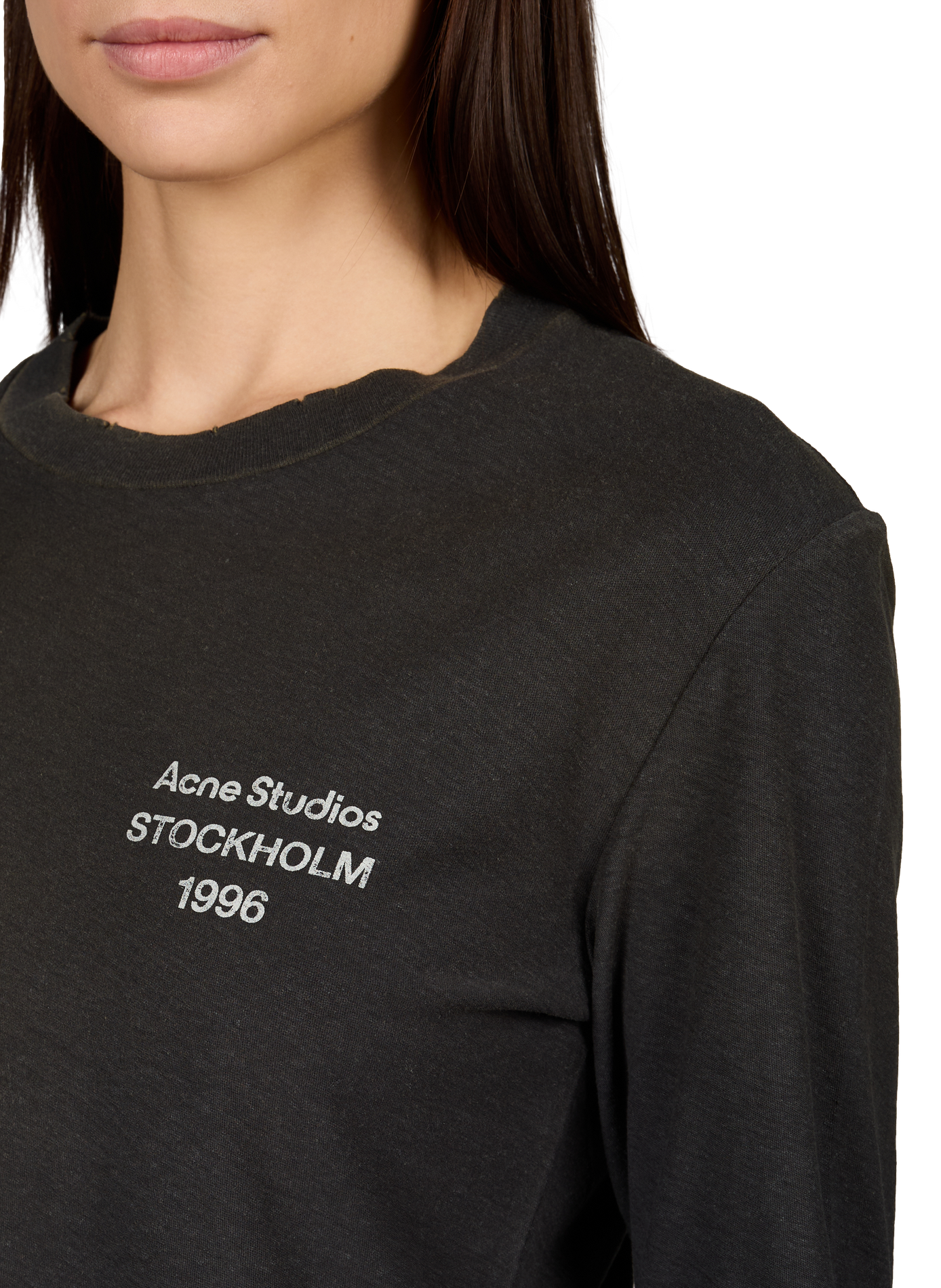 T-shirt with worn logo in blended cotton ACNE STUDIOS Black