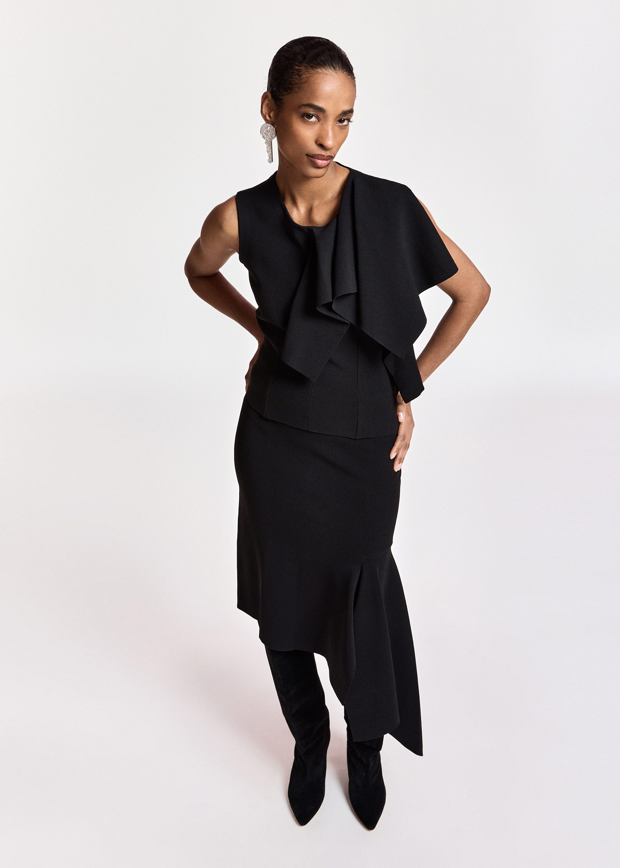 Jupe moulante avec drapé asymétrique kap ESSENTIEL ANTWERP Noir
