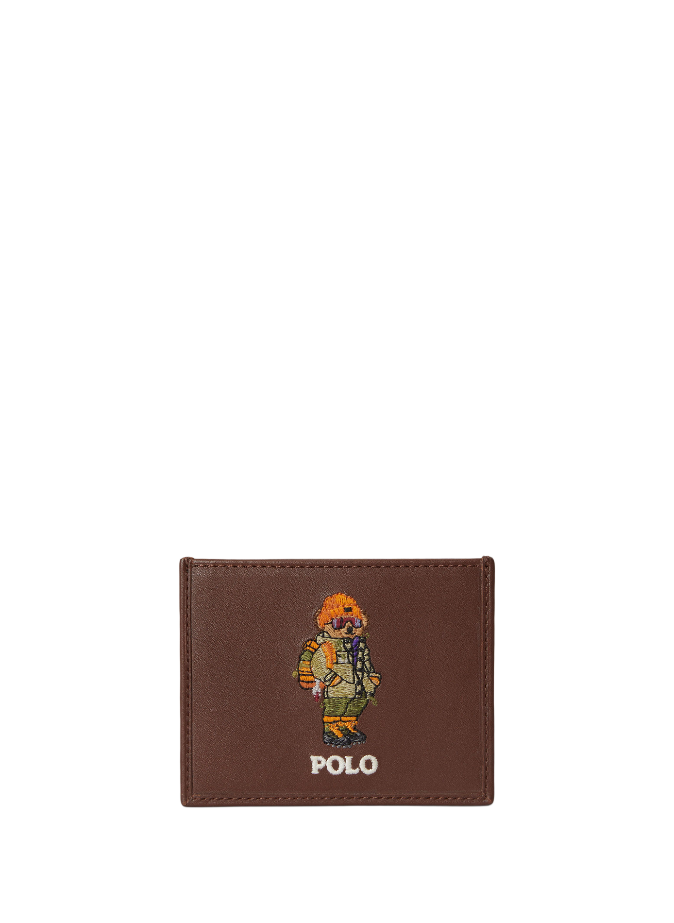 Portefeuille brodé en cuir POLO RALPH LAUREN Beige