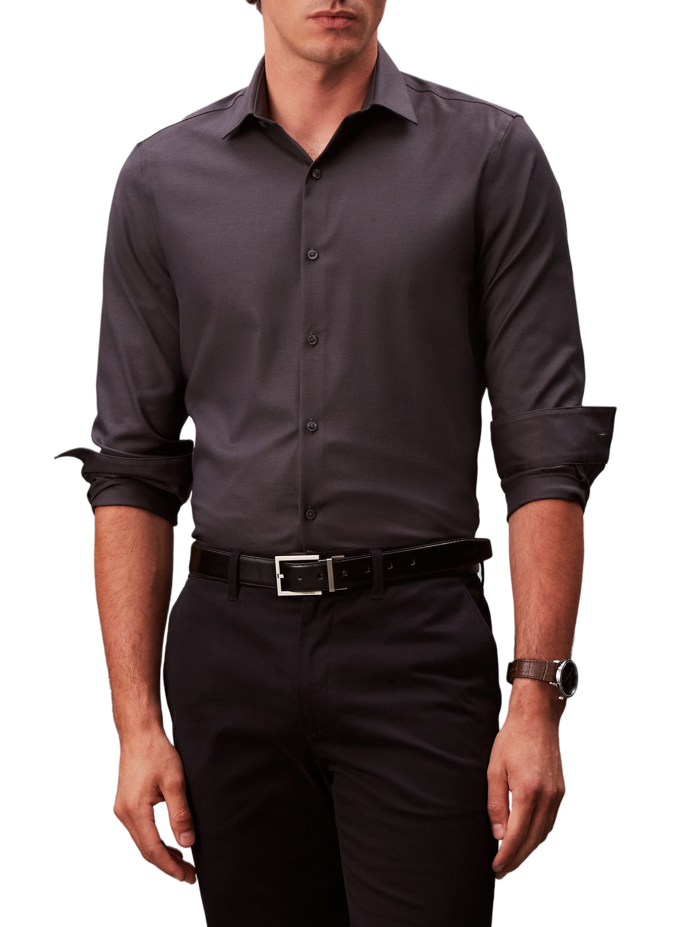 Chemise slim en coton mélangé CALVIN KLEIN Grau