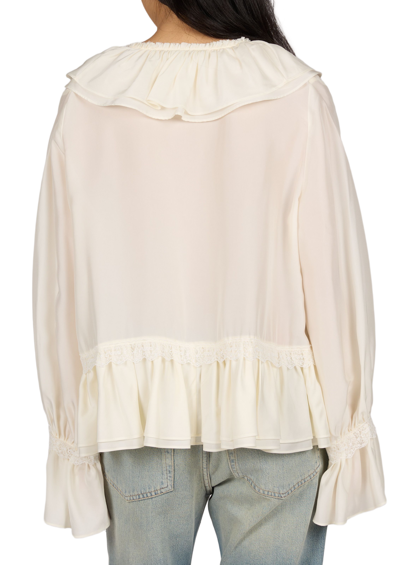 Flowy loose-fitting V-neck blouse GANNI Multicolour