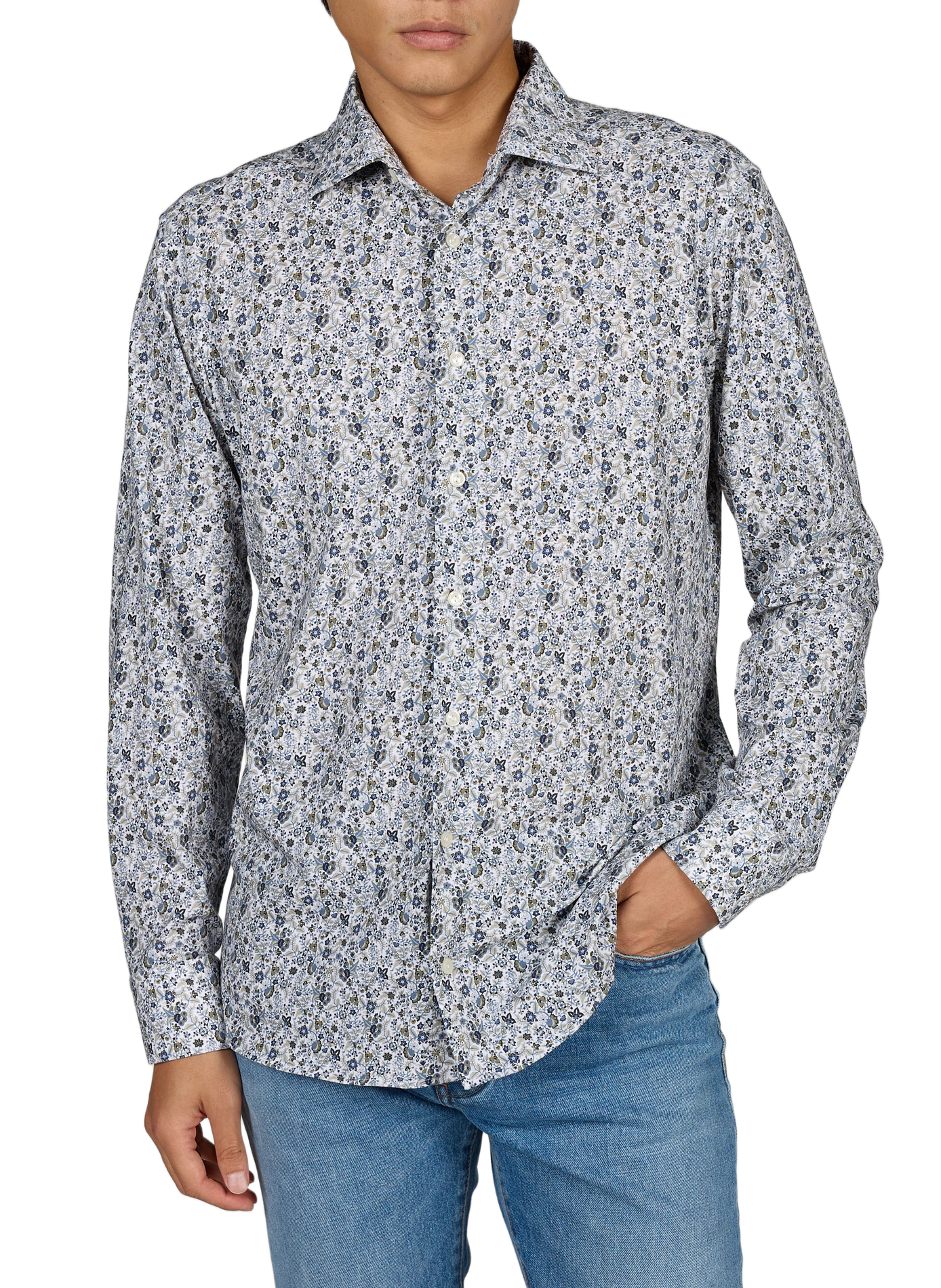 Tailliertes Hemd aus Baumwolle mit Print ETON Grun