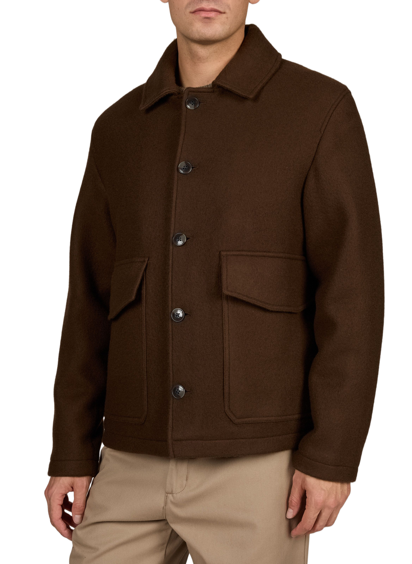 Straight-cut jacket with a classic collar in a wool blend CLOSED Brown