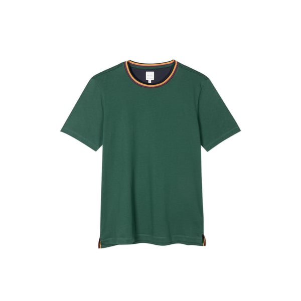 T-shirt bandes colorées sur col