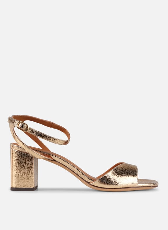Sandales à talons en cuir n333 | Doré