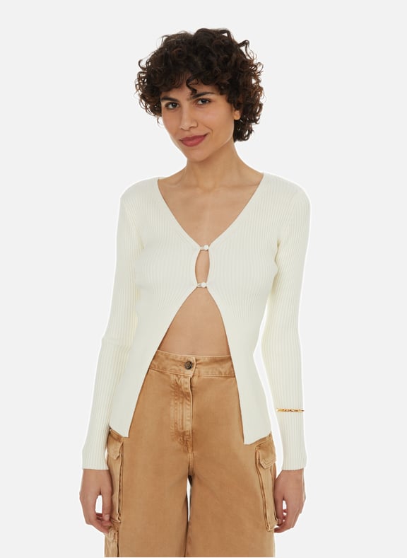 Ribbed cardigan White by SAISON 1865 SAISON 1865 Ribbed cardigan White