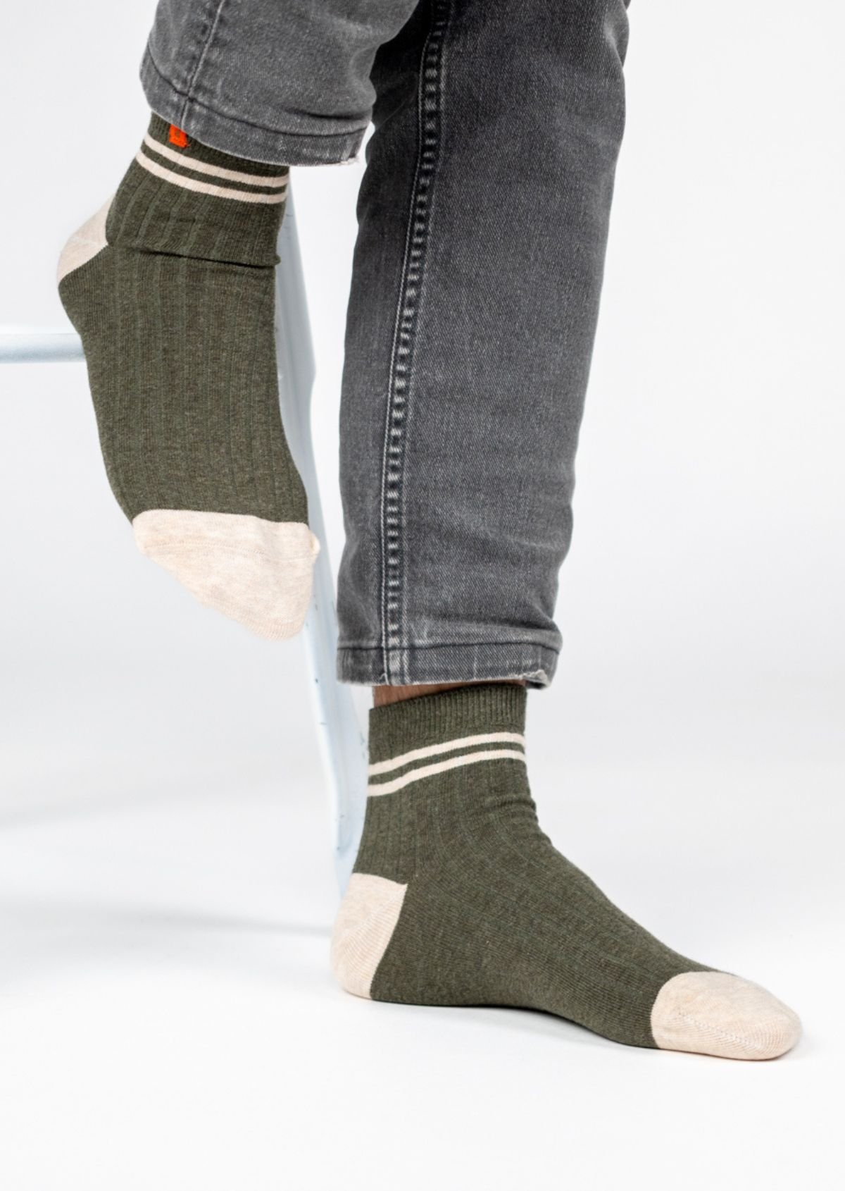 Chaussettes en coton peigné mi-hautes BILLYBELT Kaki