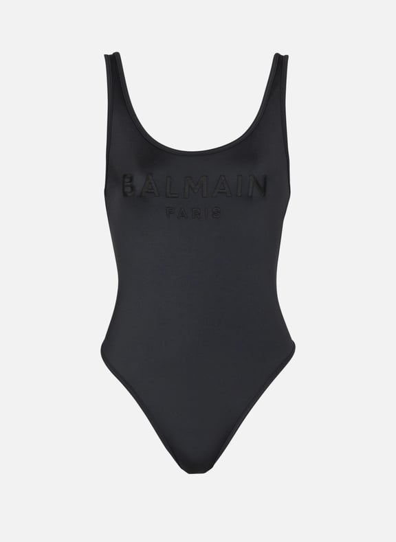 Maillot de bain unepièce avec broderie balmain paris Noir by BALMAIN BALMAIN Maillot de bain unepièce avec broderie balmain paris Noir