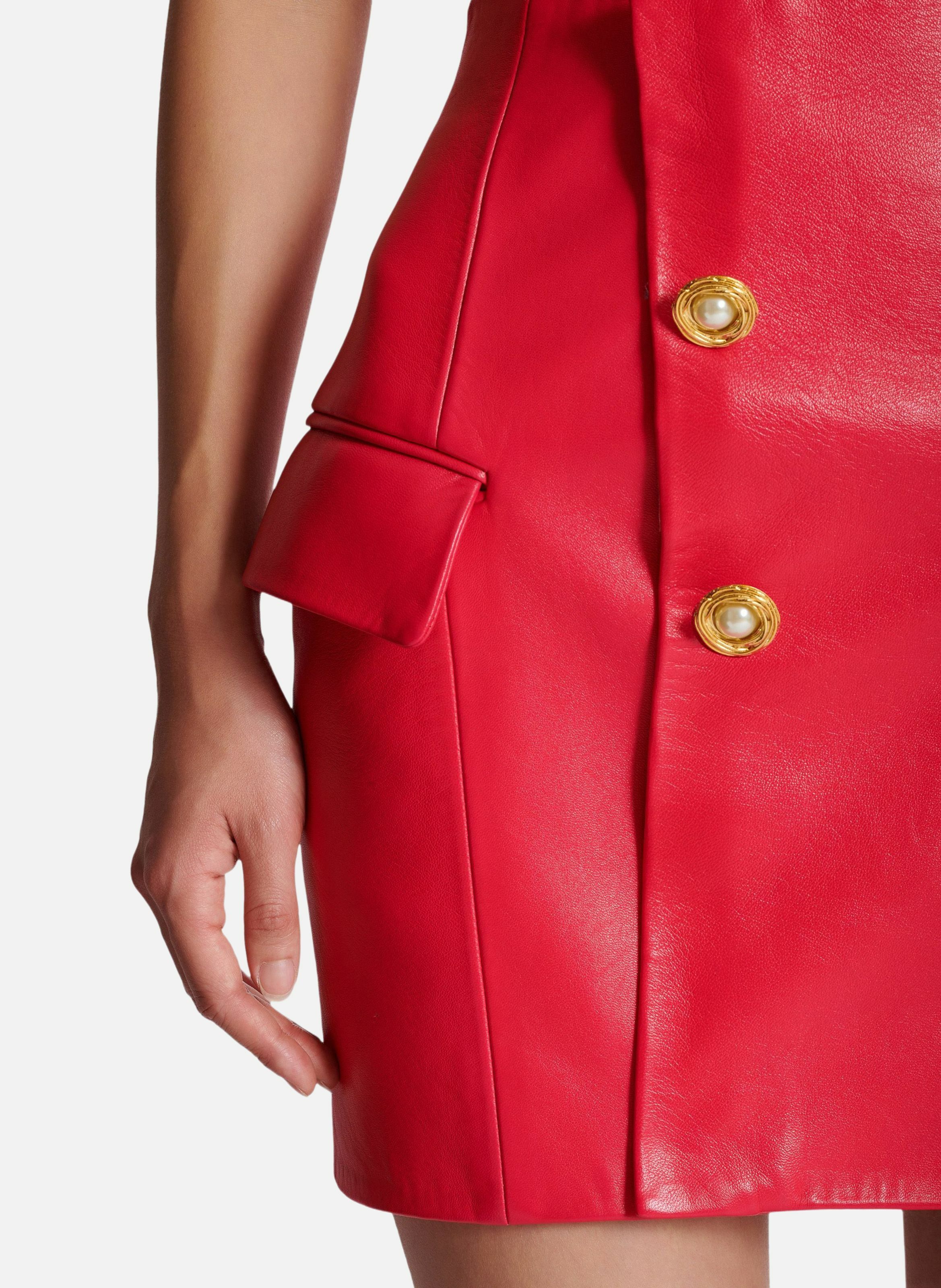 Jupe courte en cuir d'agneau BALMAIN Rose