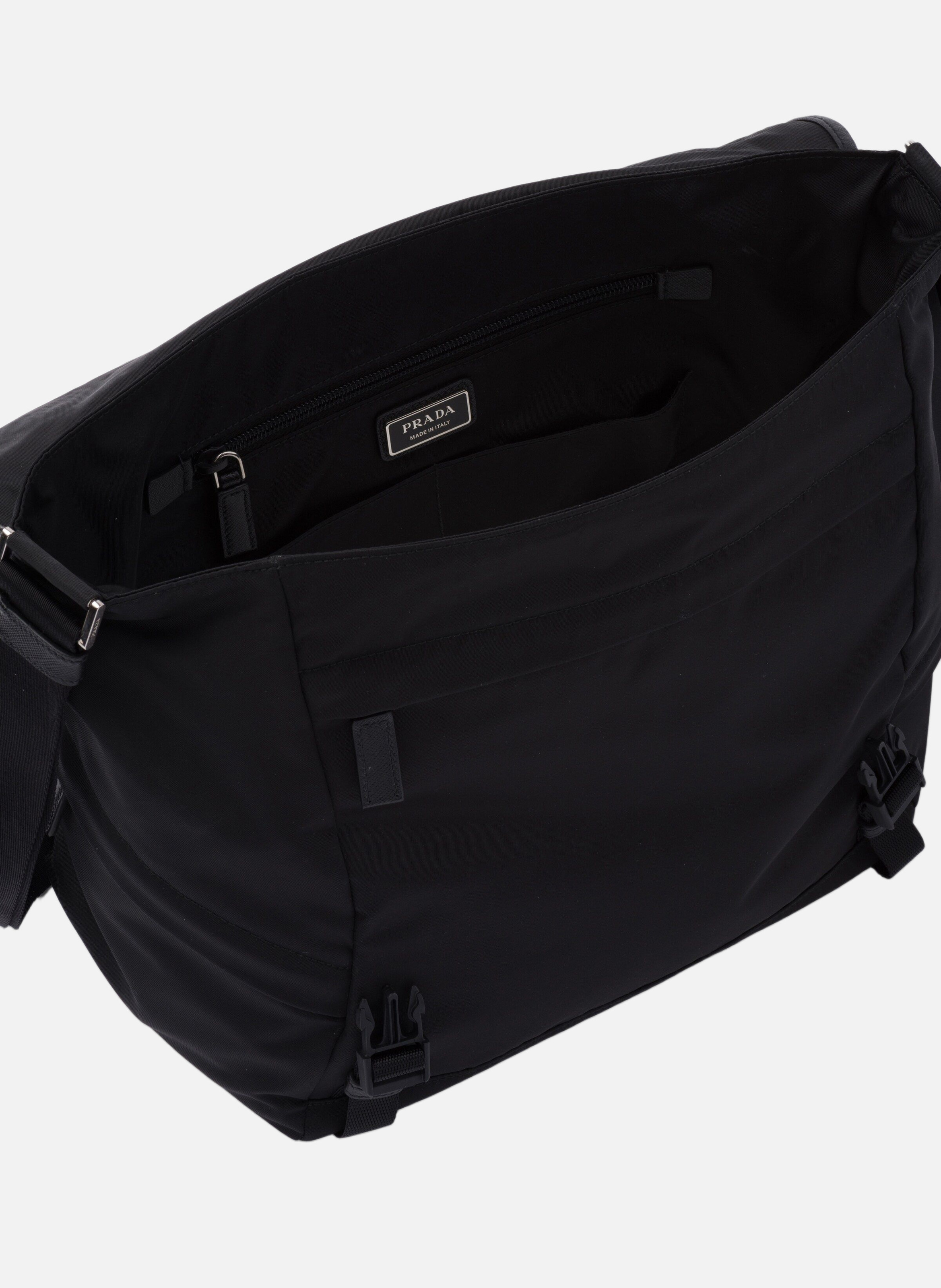 Sac porté épaule en re-nylon et cuir saffiano PRADA Noir
