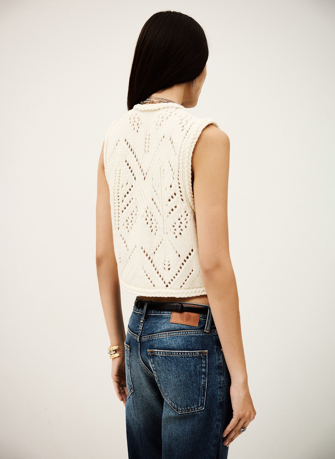 Cardigan court en laine mélangée giles Beige