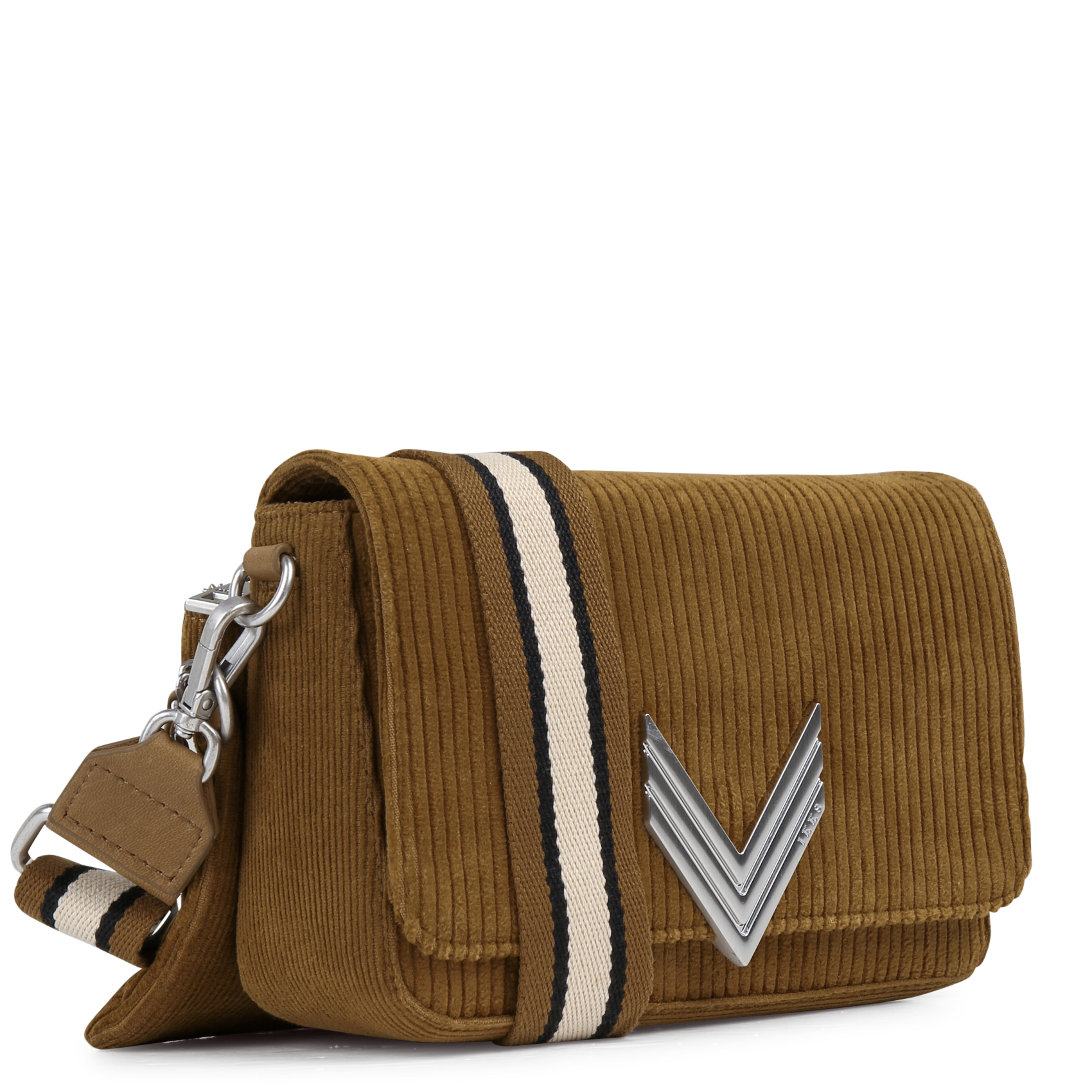 Sac bandoulière velours côtelé en 3 parties 111 velvet IKKS Beige