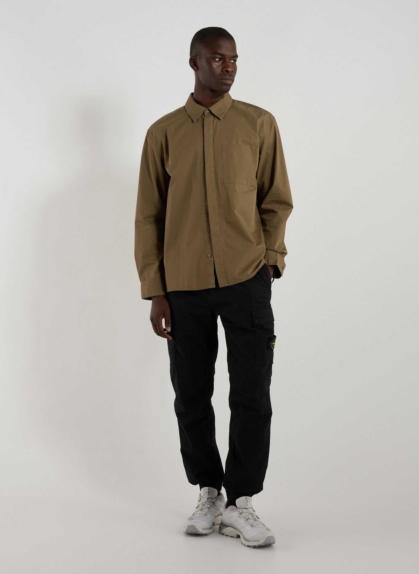 Chemise droite en coton mélangé CALVIN KLEIN Marron