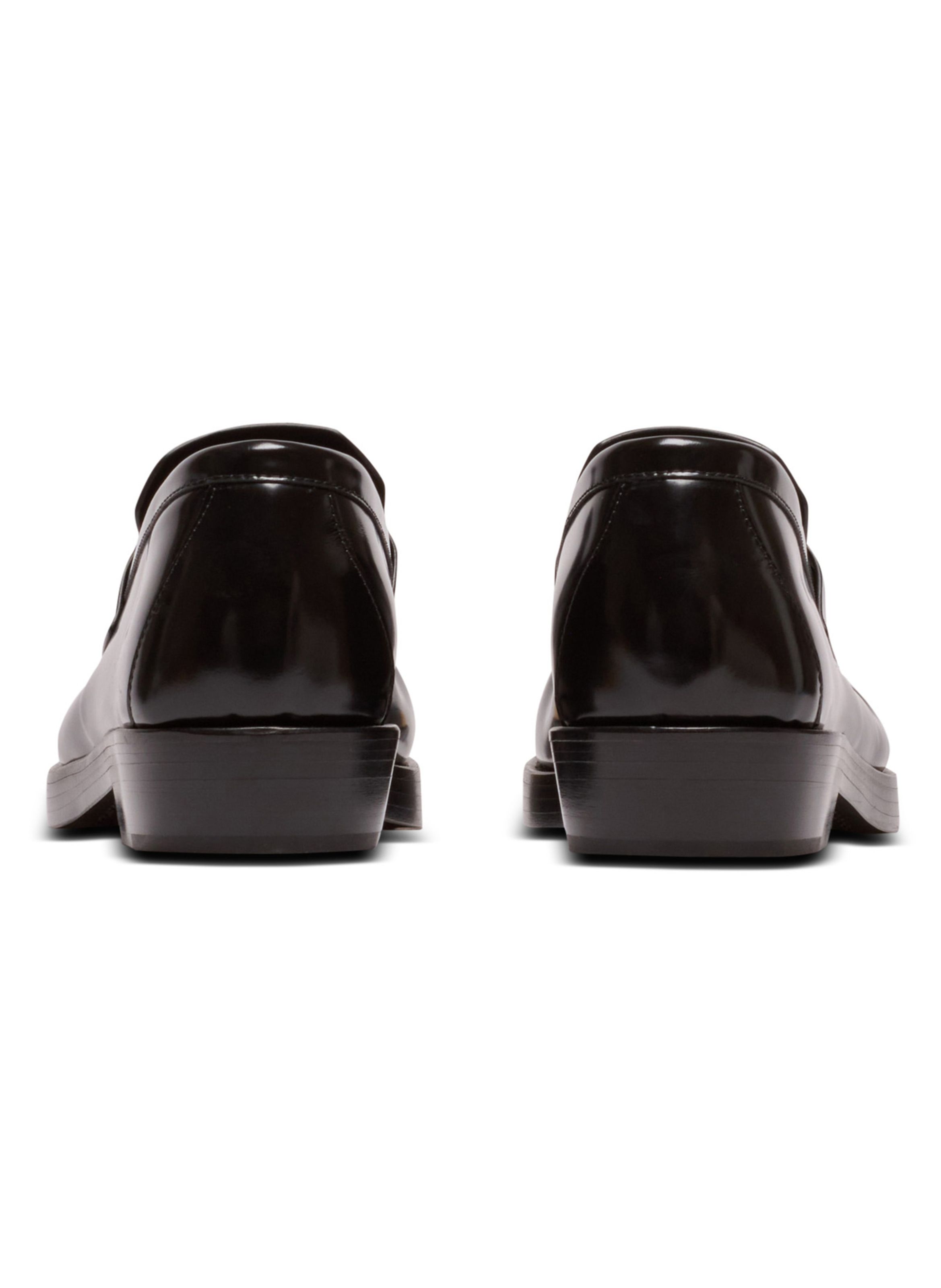 Mocassins bouts carrés en cuir glacé BALMAIN Noir
