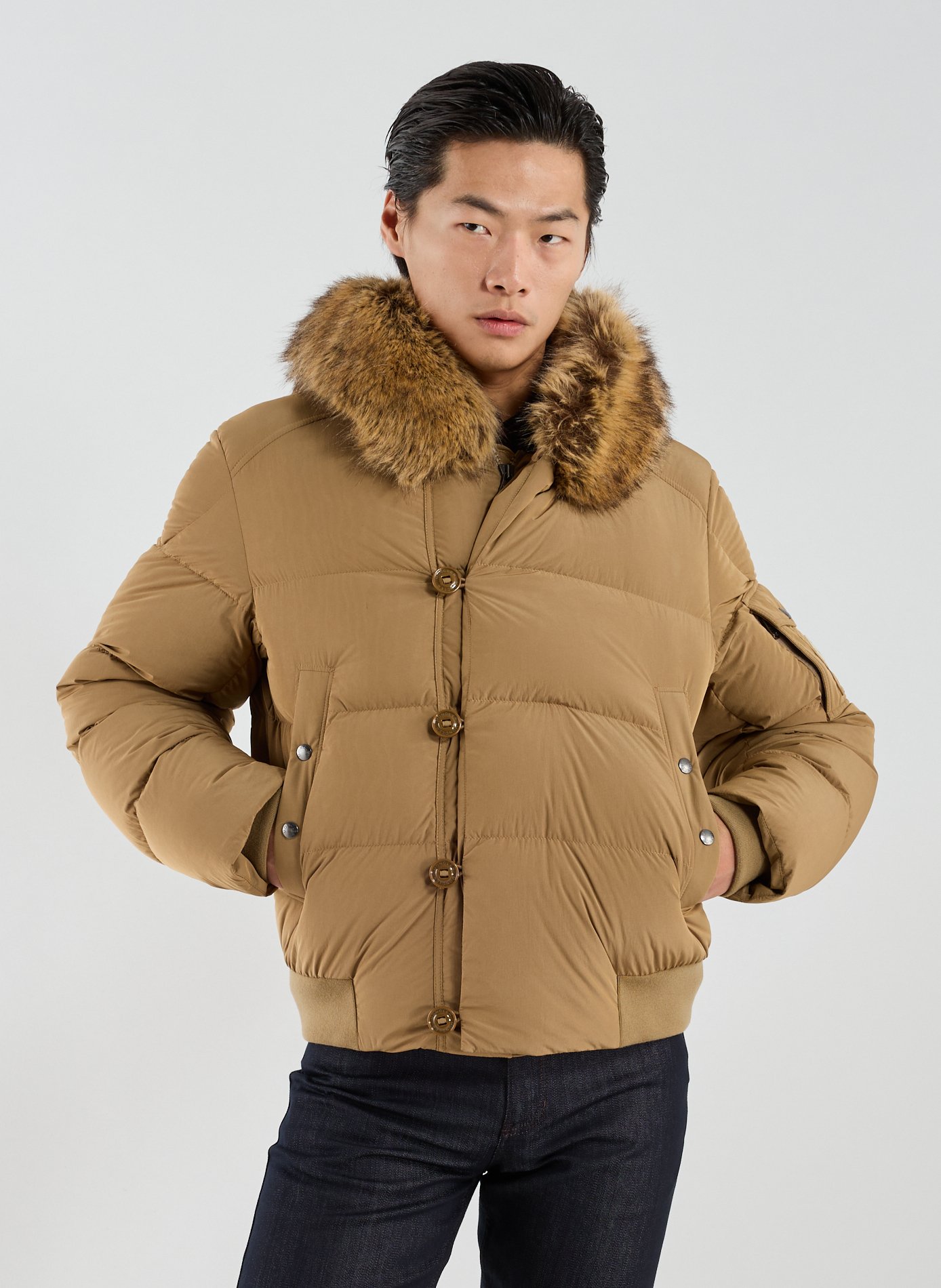 Hooded down jacket MONCLER Beige
