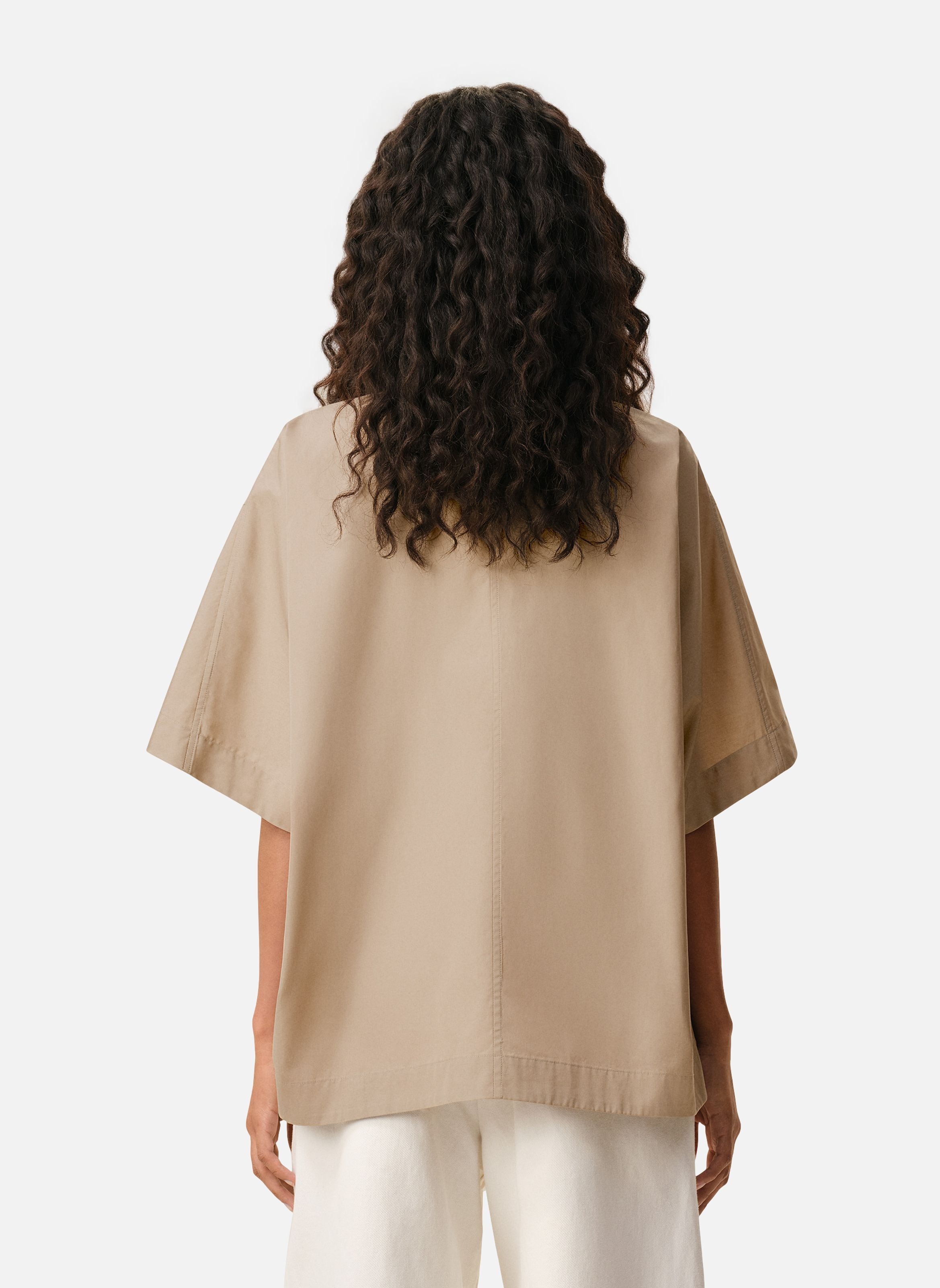 Top t col montant boutonné en coton AMI PARIS Beige