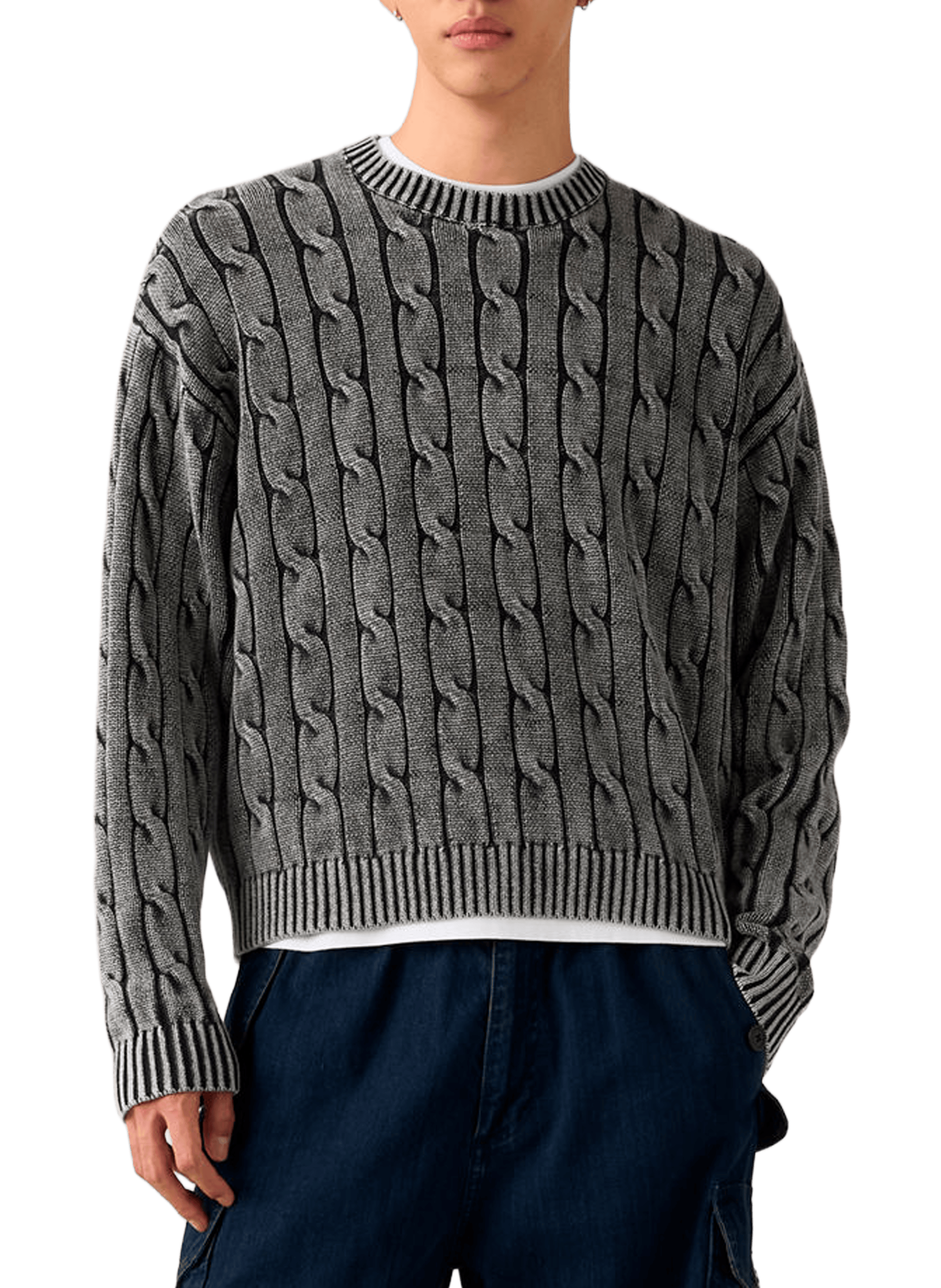 Pull droit torsadé en coton LEVI'S Noir