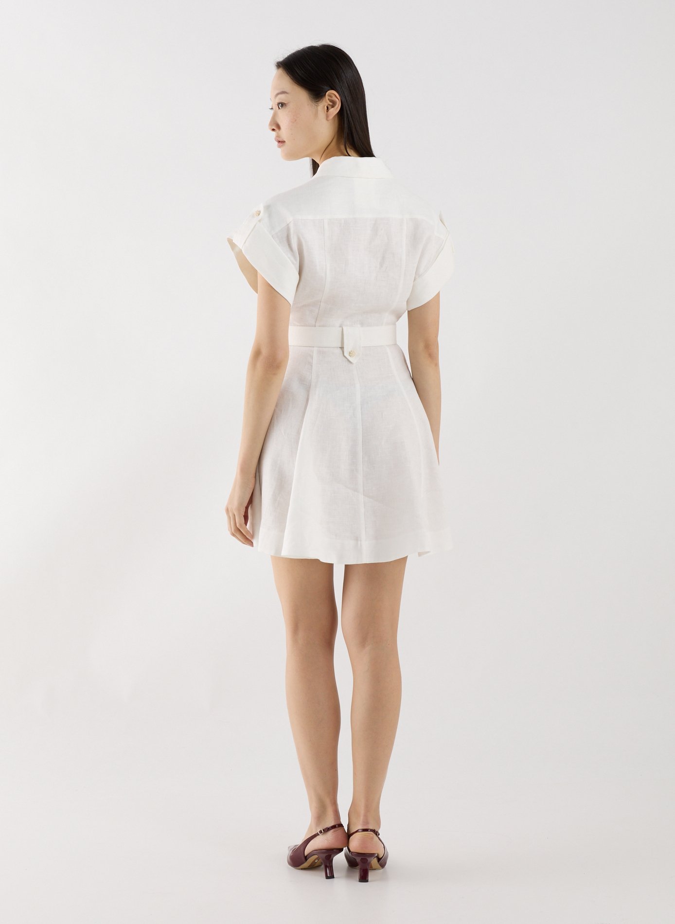 Fitted Linen Blazer Dress ZIMMERMANN White